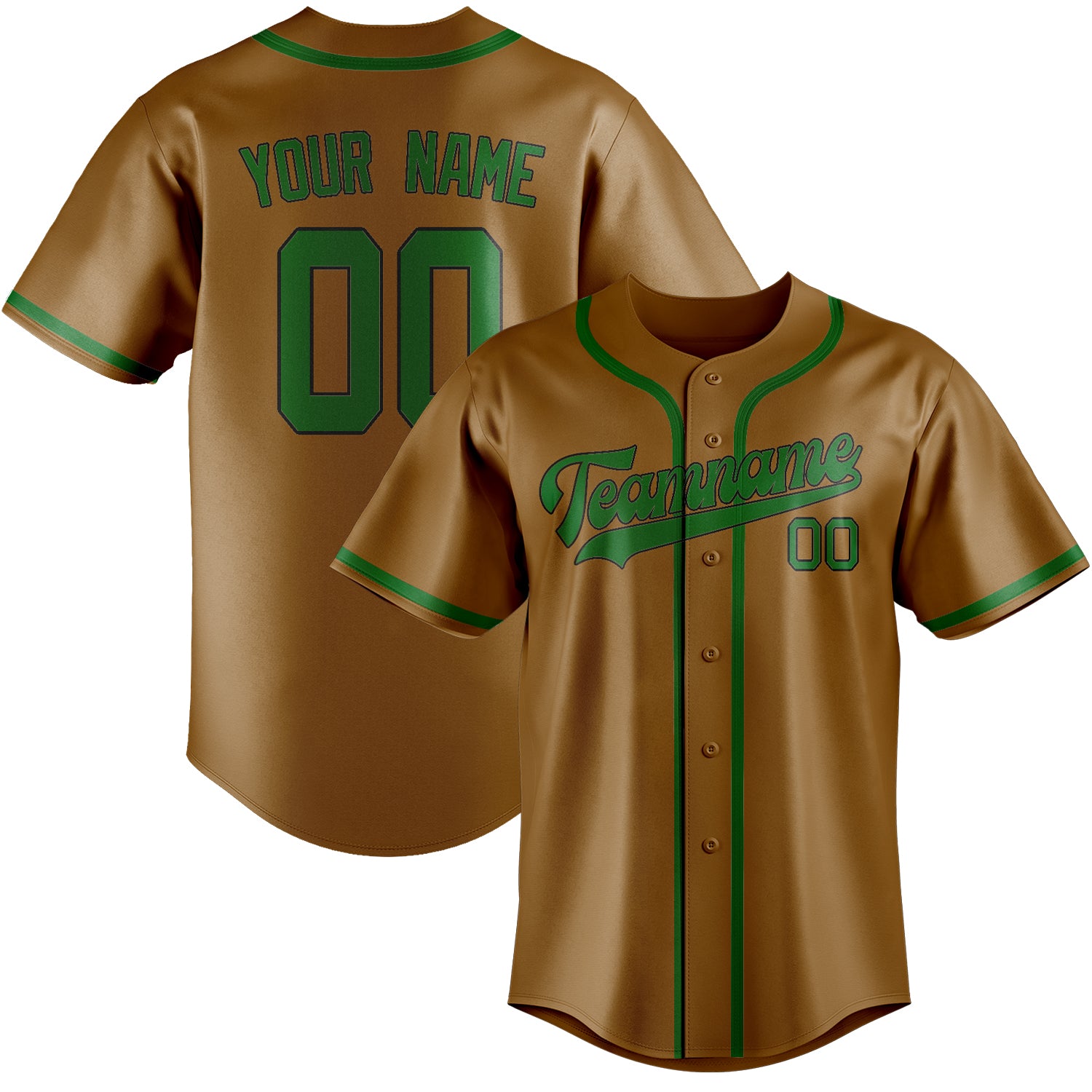 Custom Khaki Emerald Green Baseball Jersey