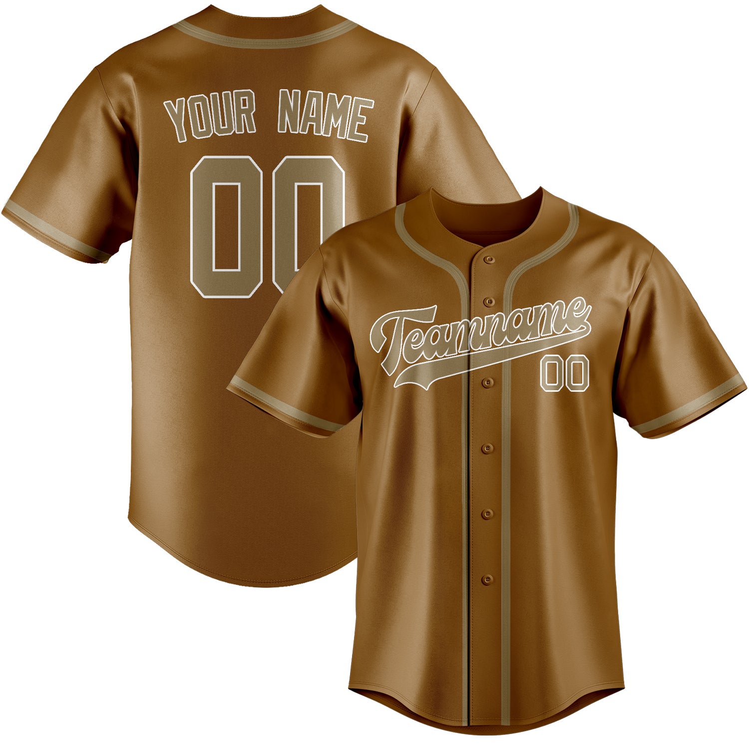 Custom Khaki Light Khaki Baseball Jersey