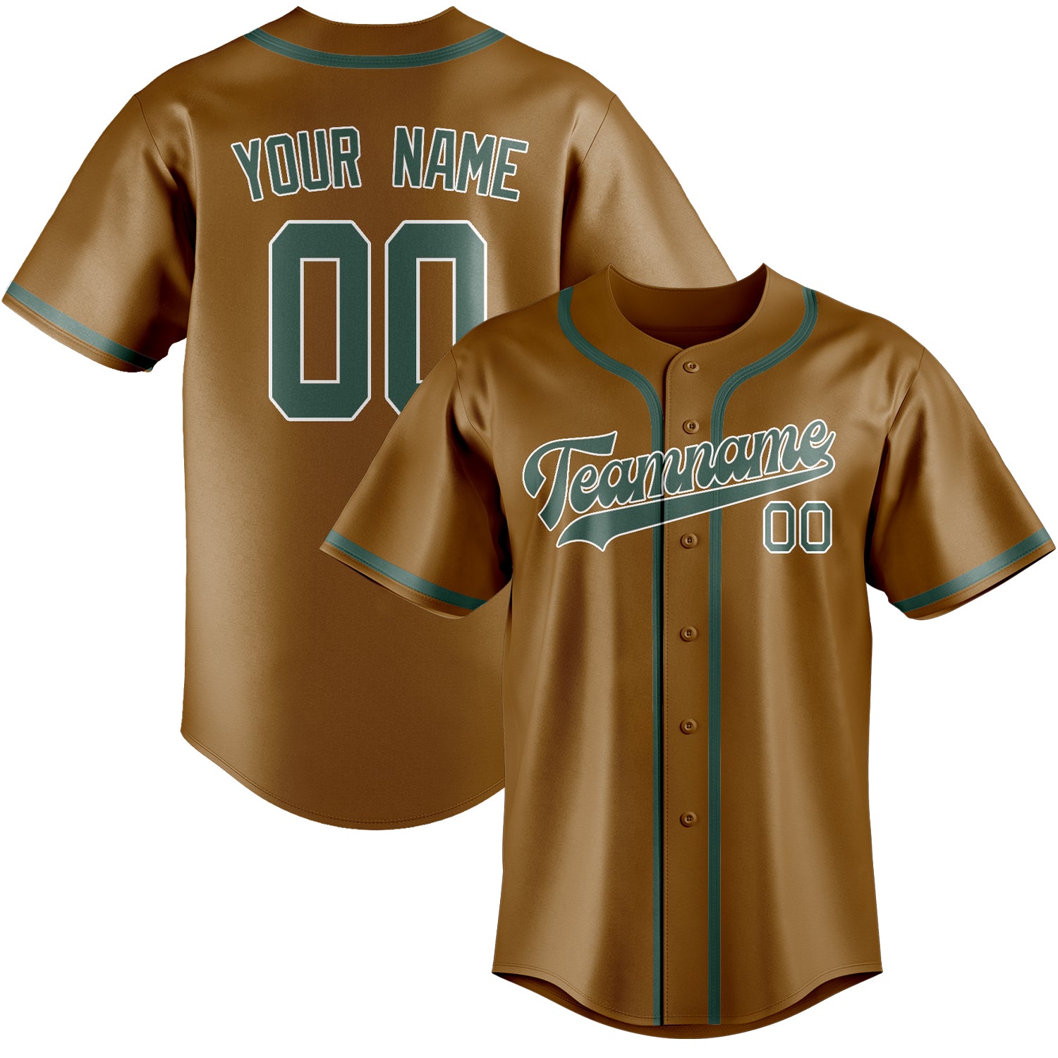 Custom Khaki Blue Green Baseball Jersey