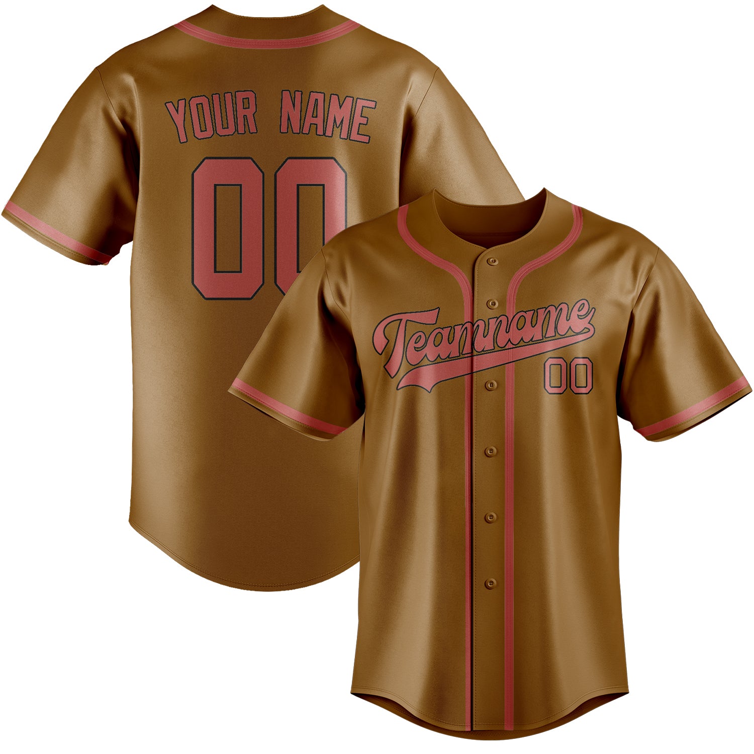 Custom Khaki Copper Rose Baseball Jersey