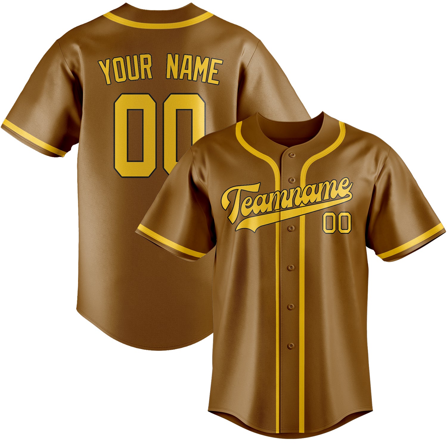 Custom Khaki Gold Baseball Jersey