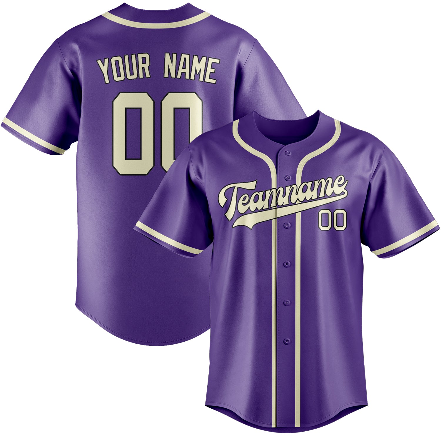 Custom Light Purple Cream Baseball Jersey