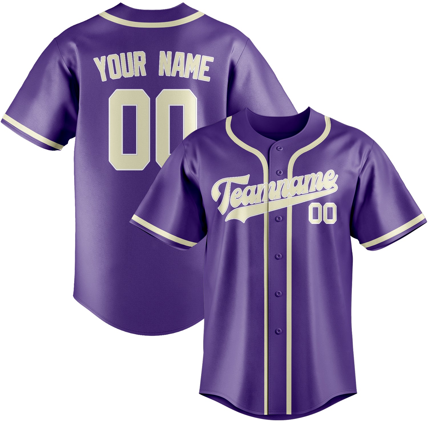 Custom Light Purple Cream Baseball Jersey