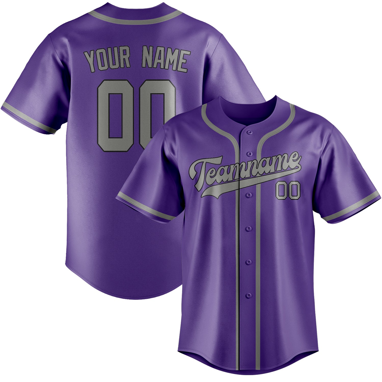Custom Light Purple Gray Baseball Jersey