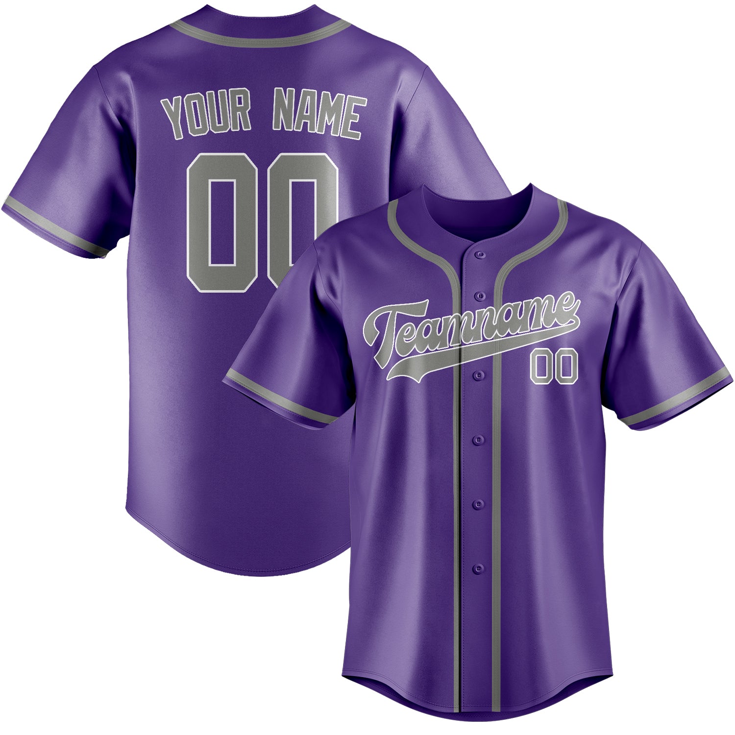 Custom Light Purple Gray Baseball Jersey