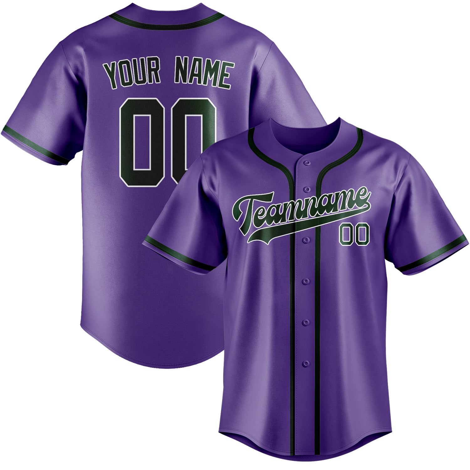 Custom Light Purple Green Baseball Jersey