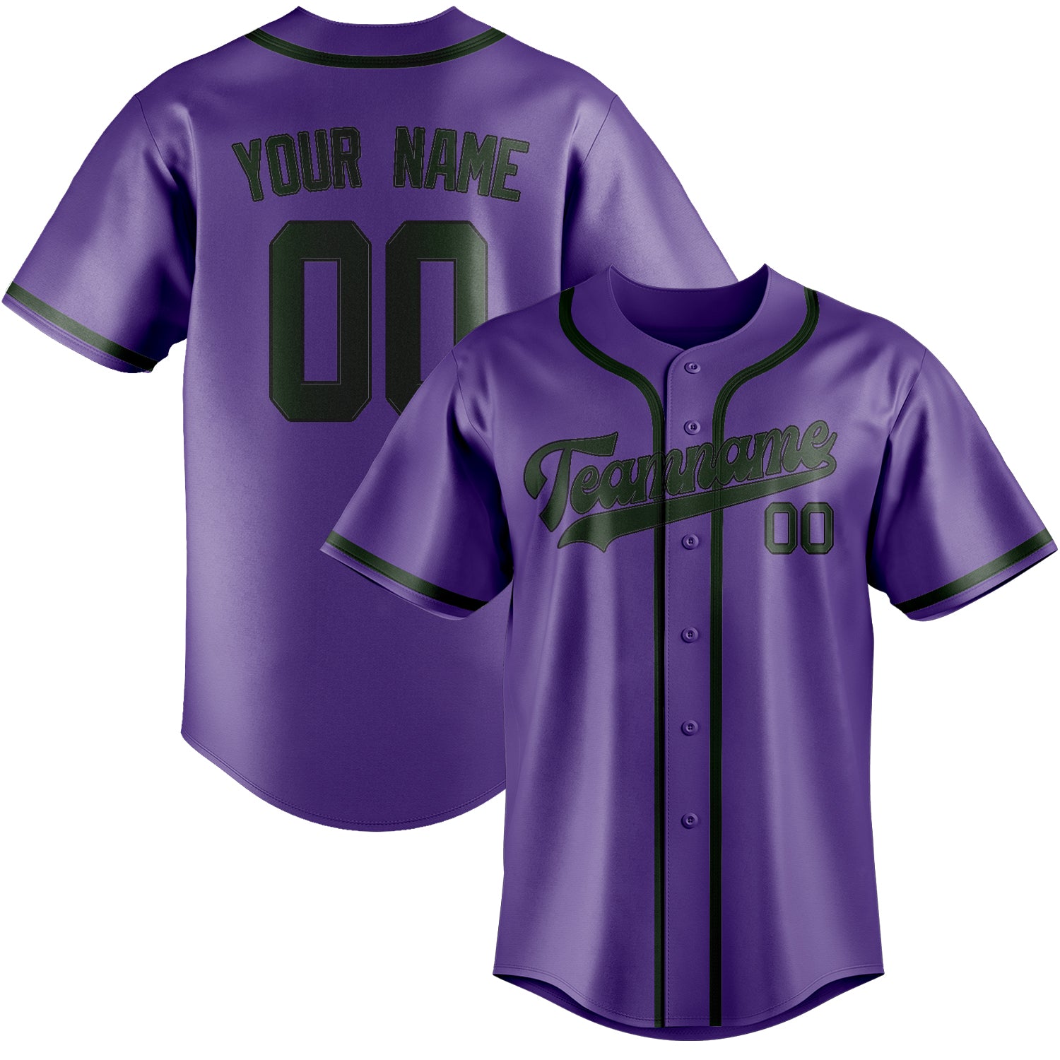 Custom Light Purple Dark Green Baseball Jersey