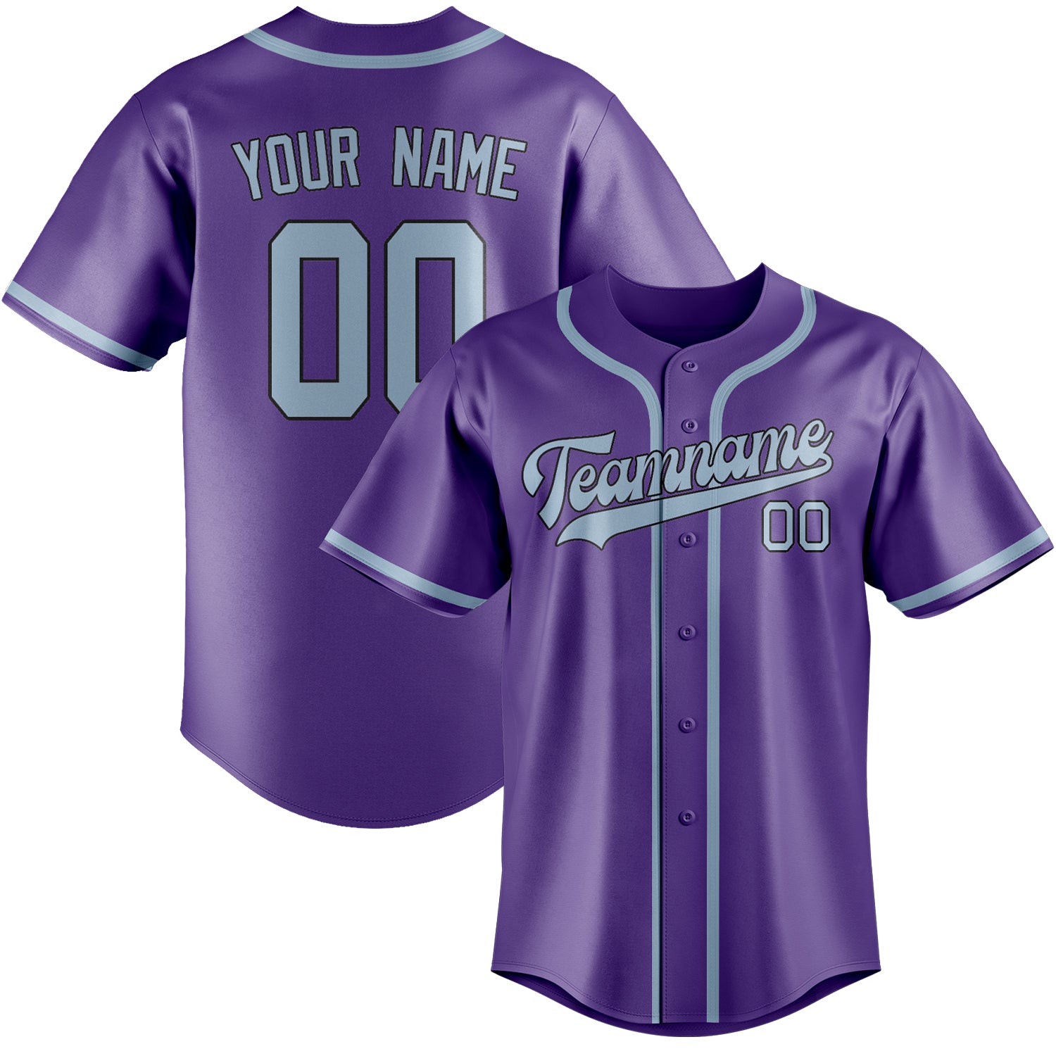 Custom Light Purple Light Blue Baseball Jersey