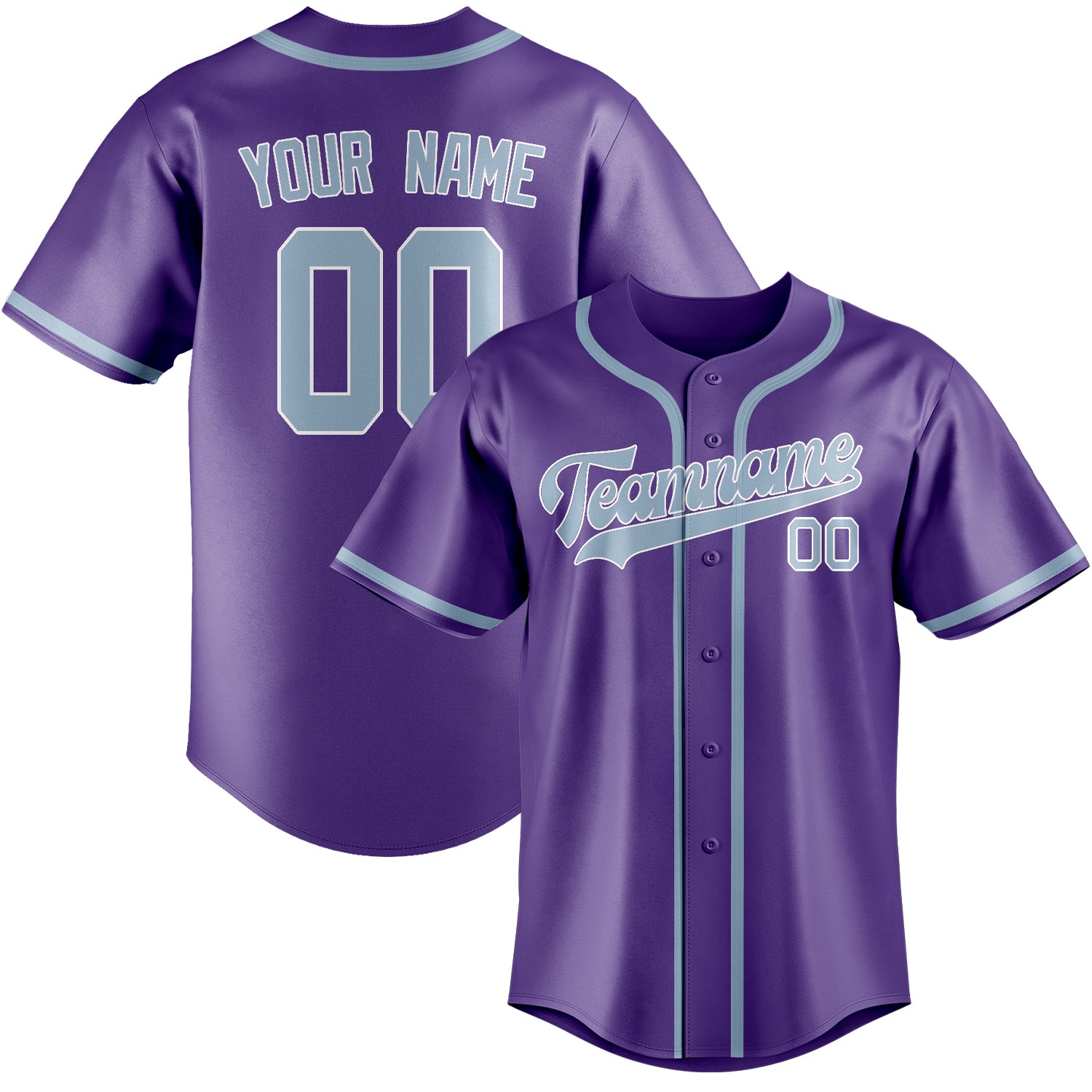 Custom Light Purple Light Blue Baseball Jersey