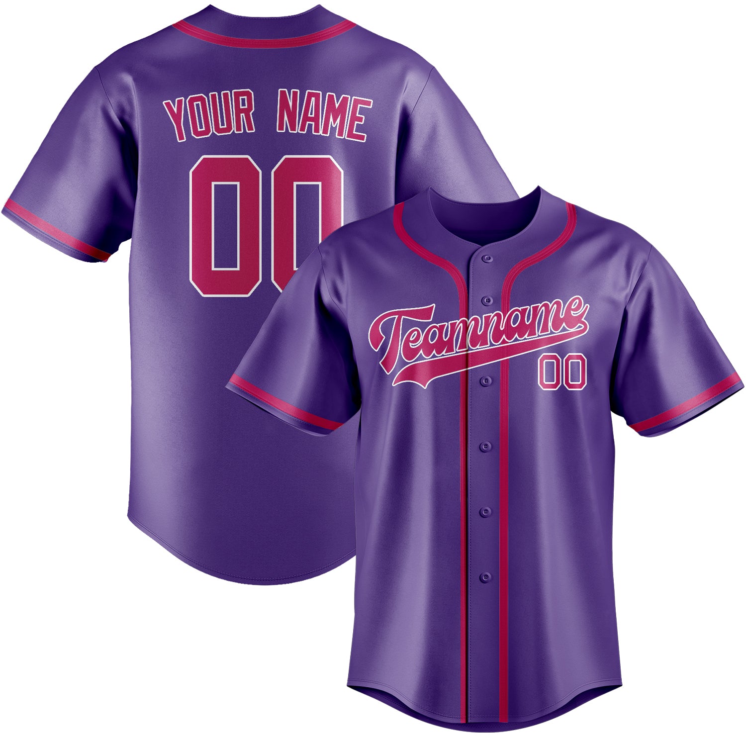Custom Light Purple Pink Baseball Jersey