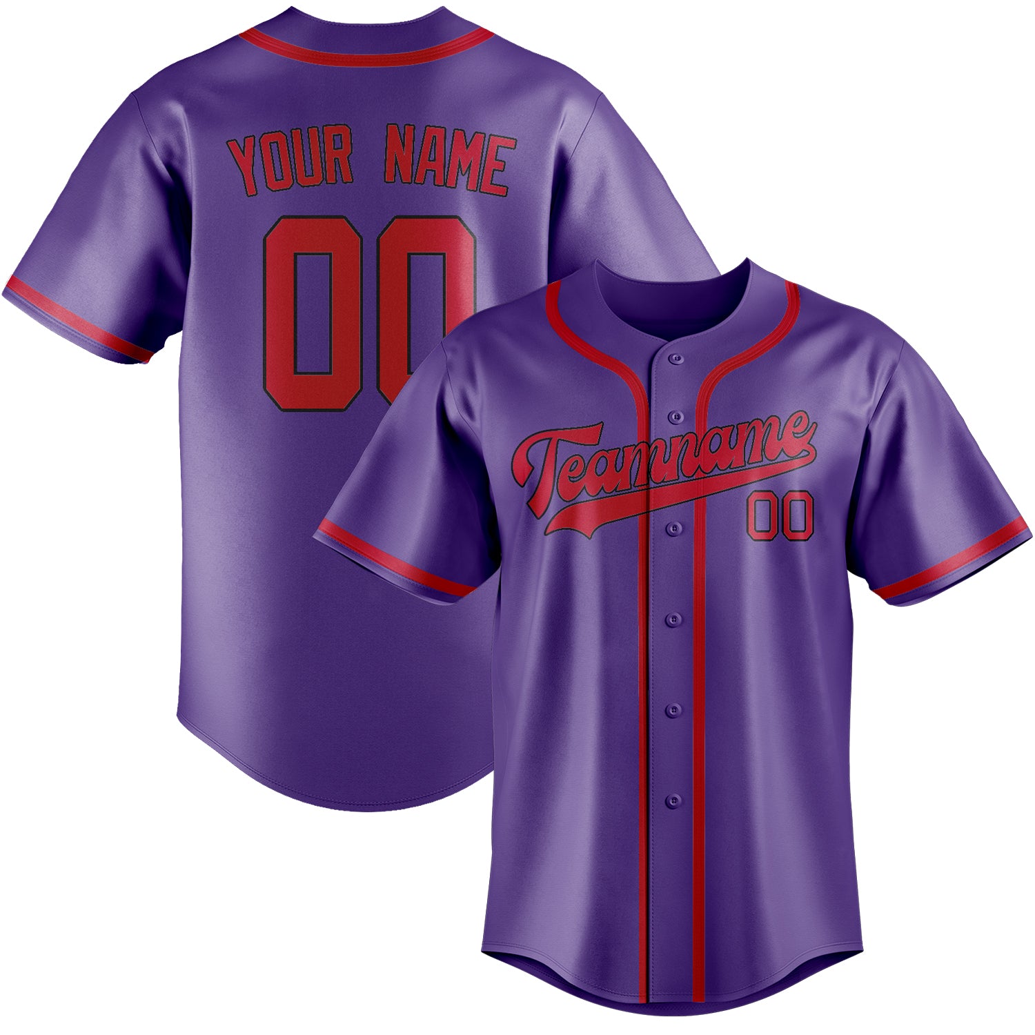 Custom Light Purple Red Baseball Jersey