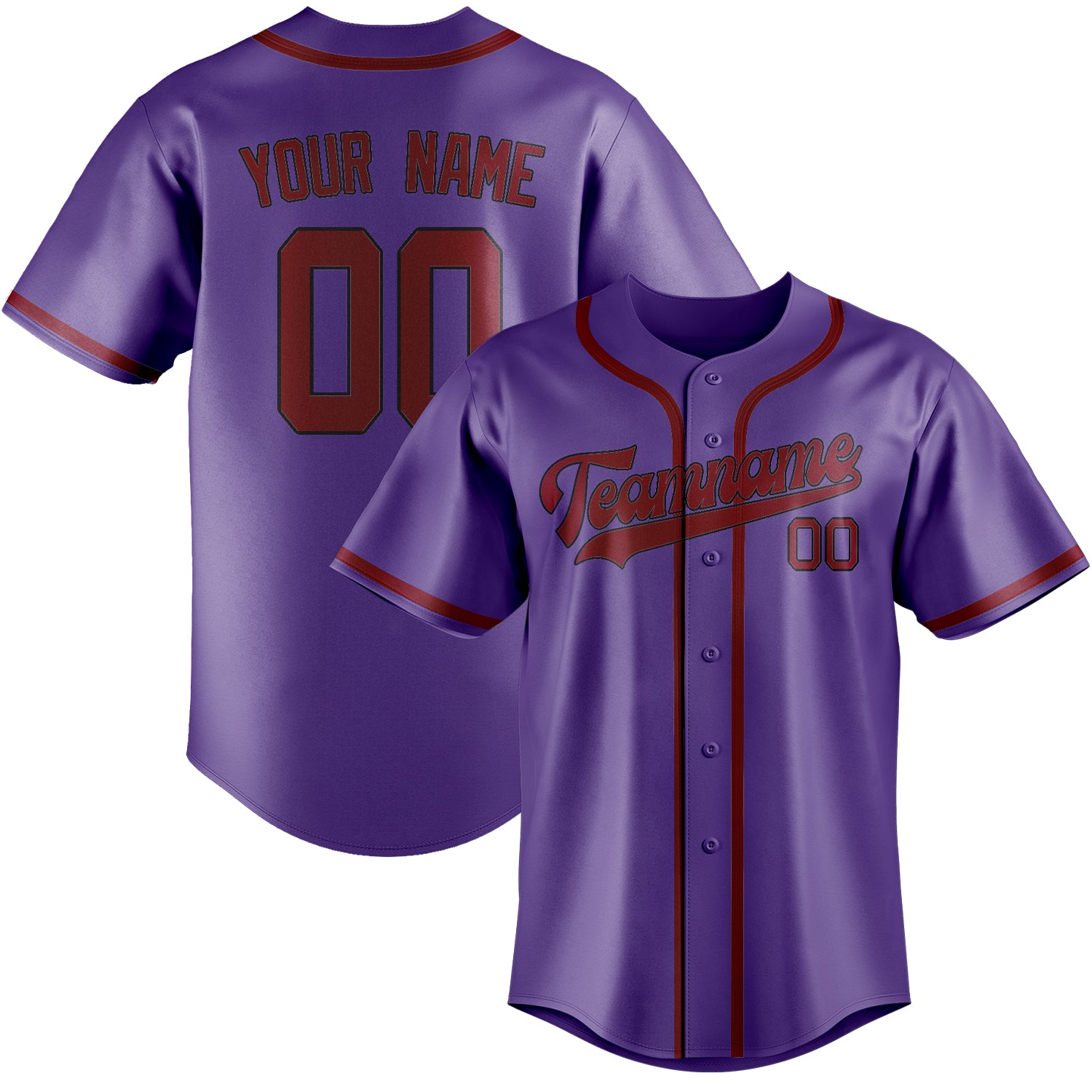 Custom Light Purple Crimson Red Baseball Jersey