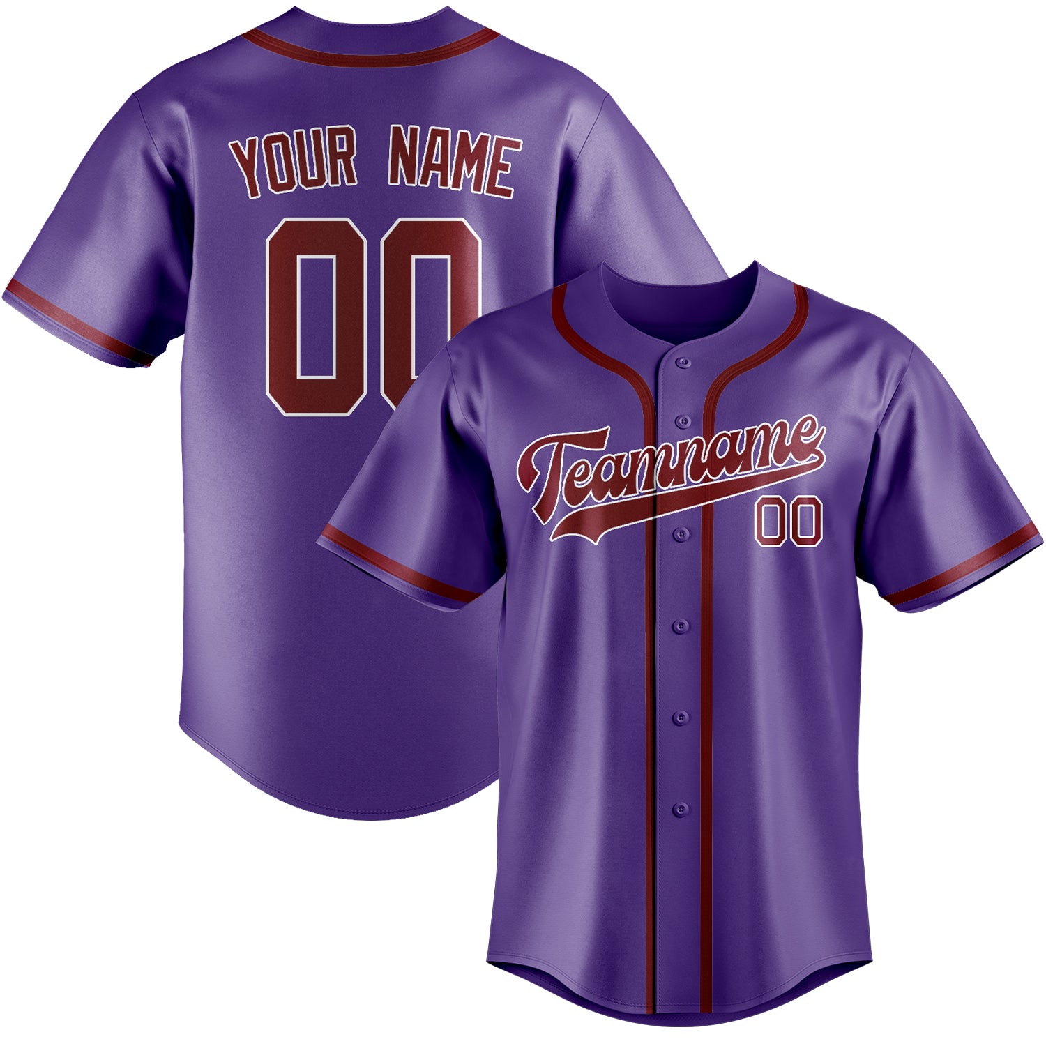 Custom Light Purple Crimson Red Baseball Jersey