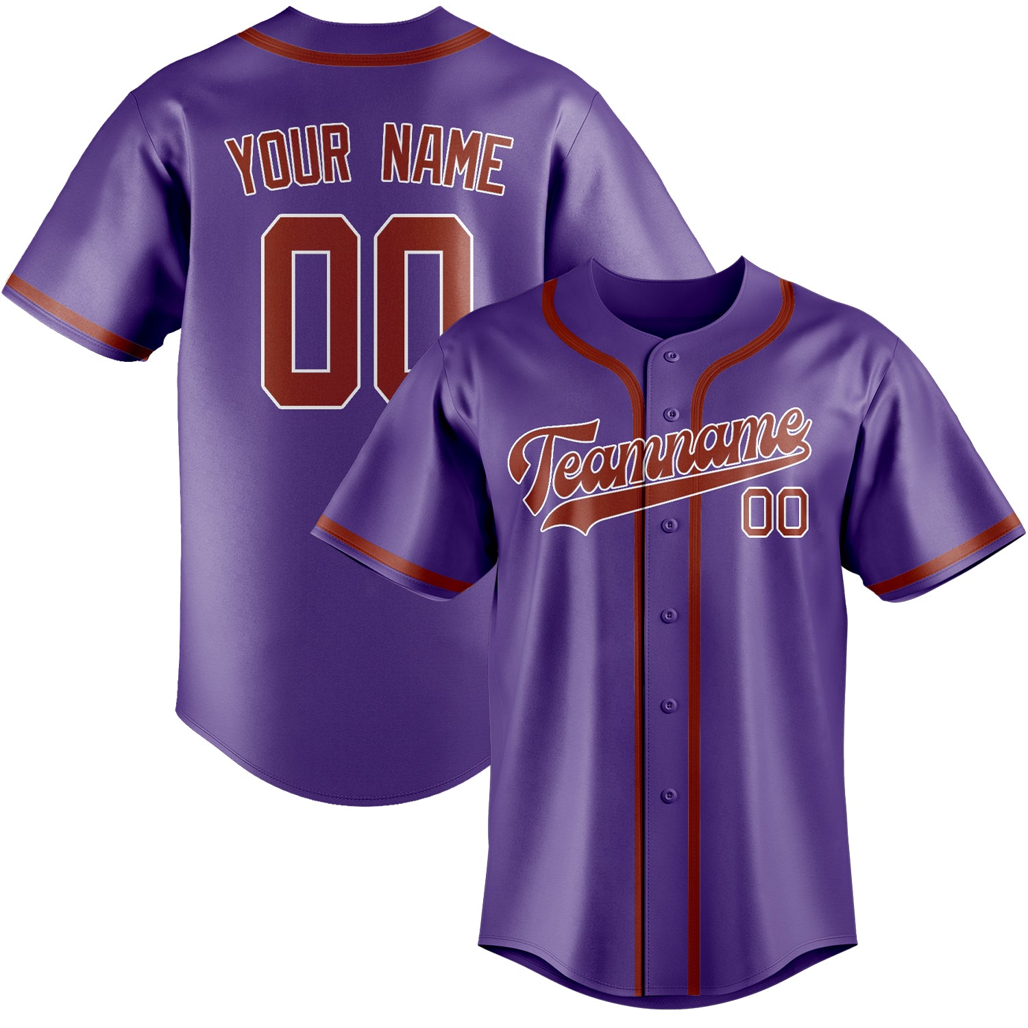 Custom Light Purple Coral Red Baseball Jersey
