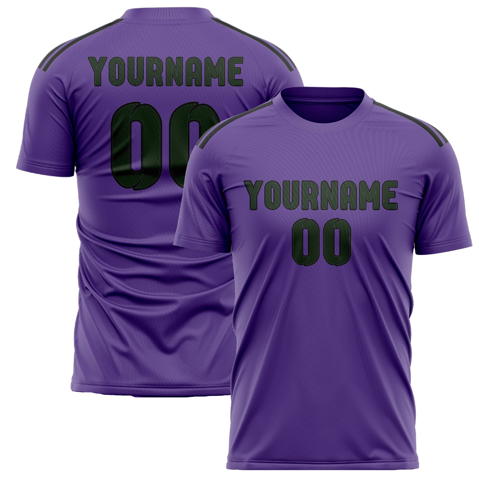 Custom Light Purple Dark Green Soccer Jersey