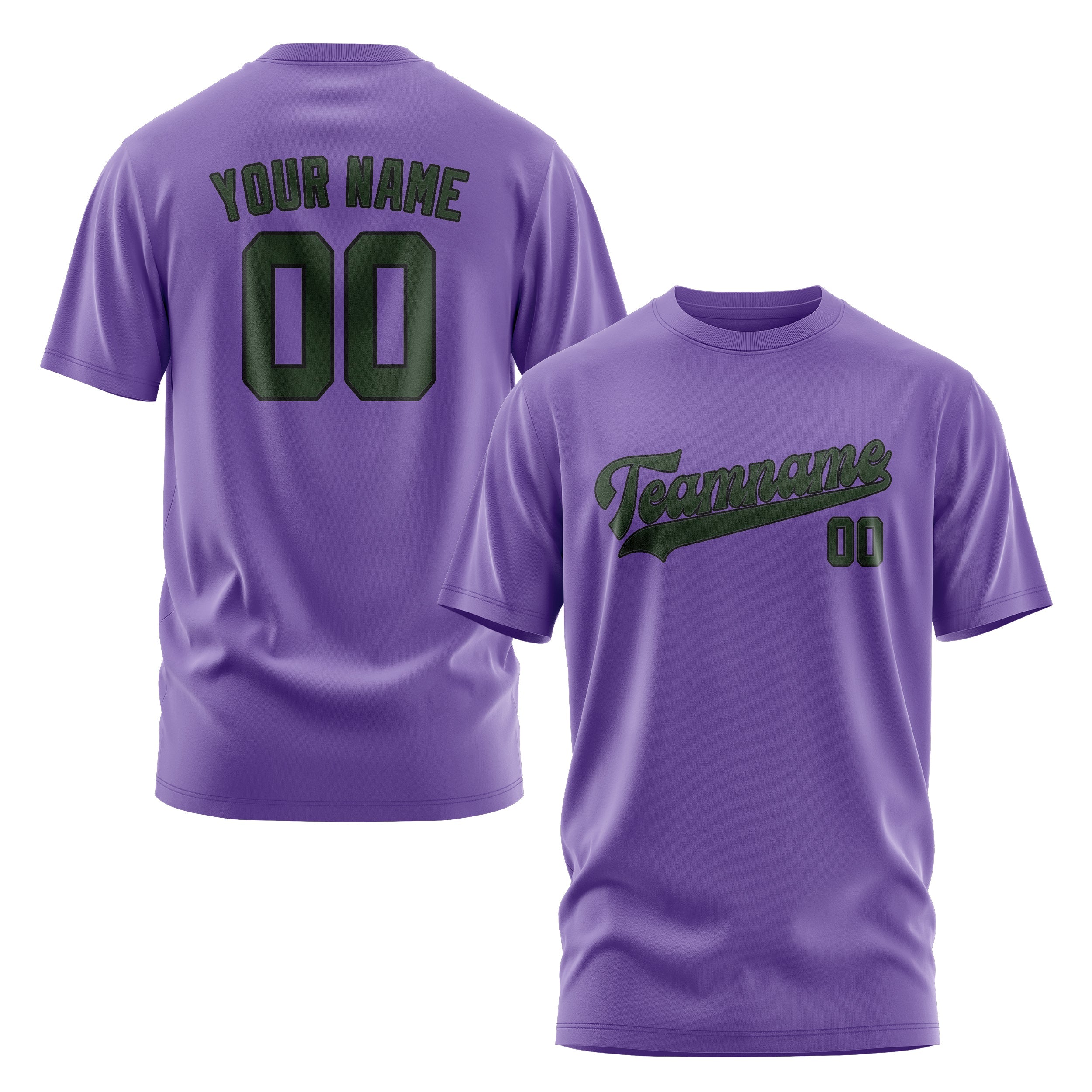 Custom Light Purple Dark Green T-Shirt