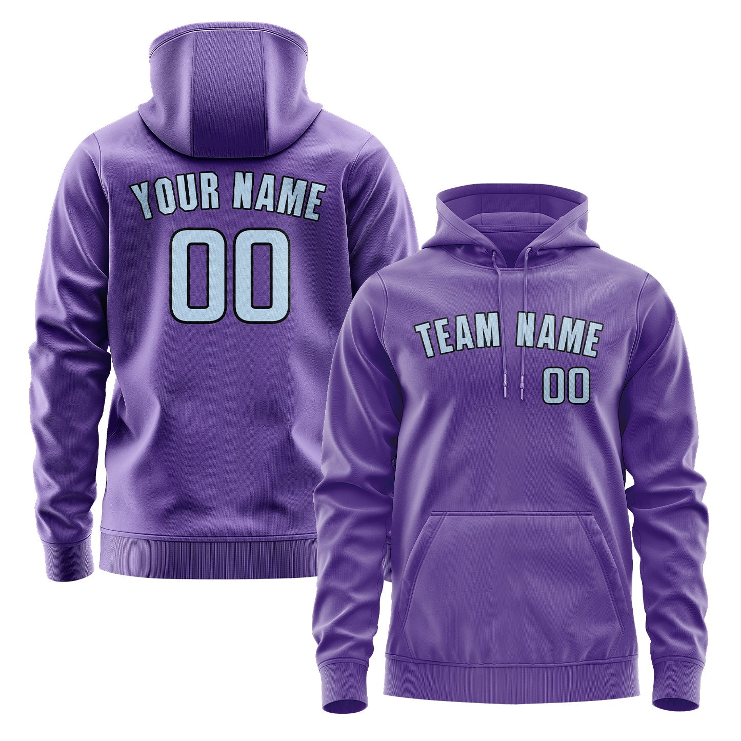 Custom Light Purple Light Blue Hoodie