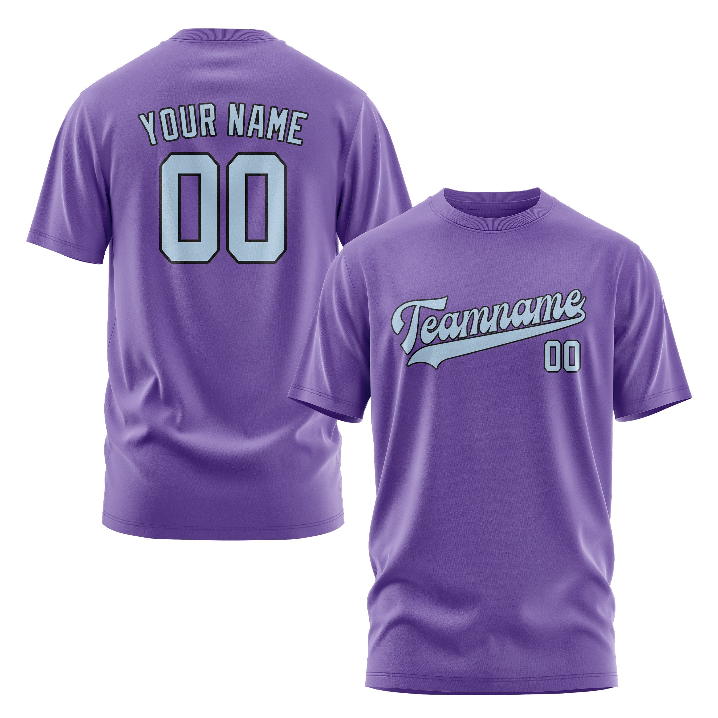 Custom Light Purple Light Blue T-Shirt