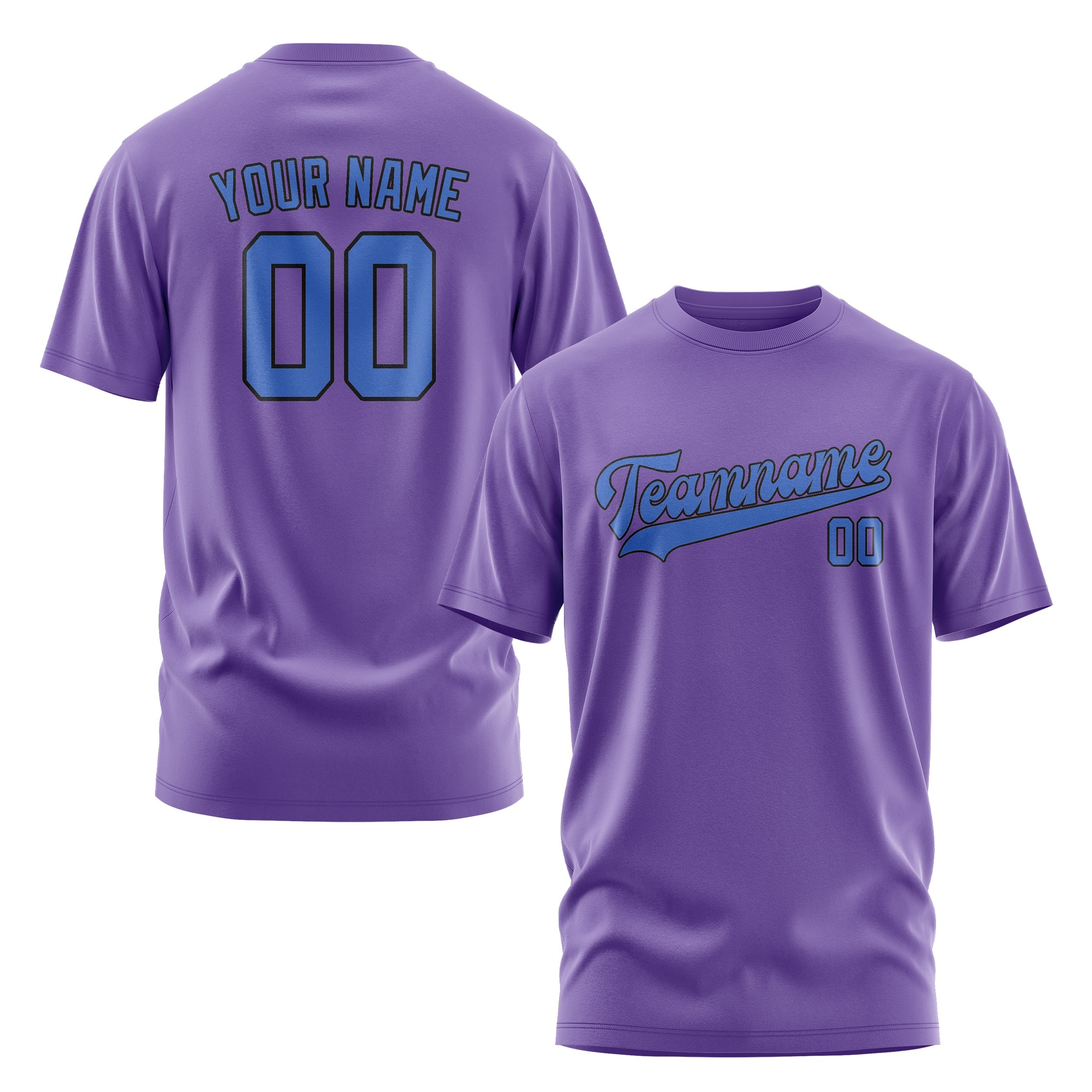 Custom Light Purple Sky Blue T-Shirt