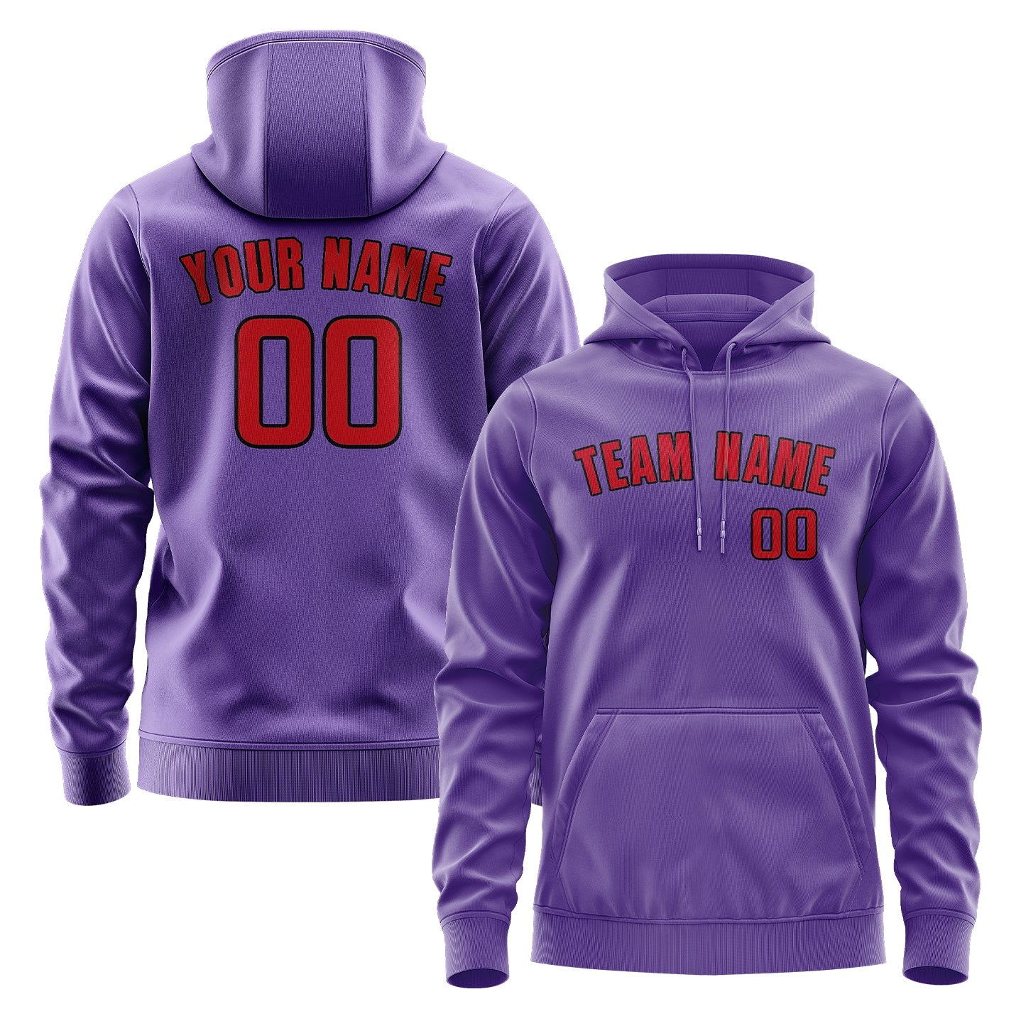 Custom Light Purple Red Hoodie