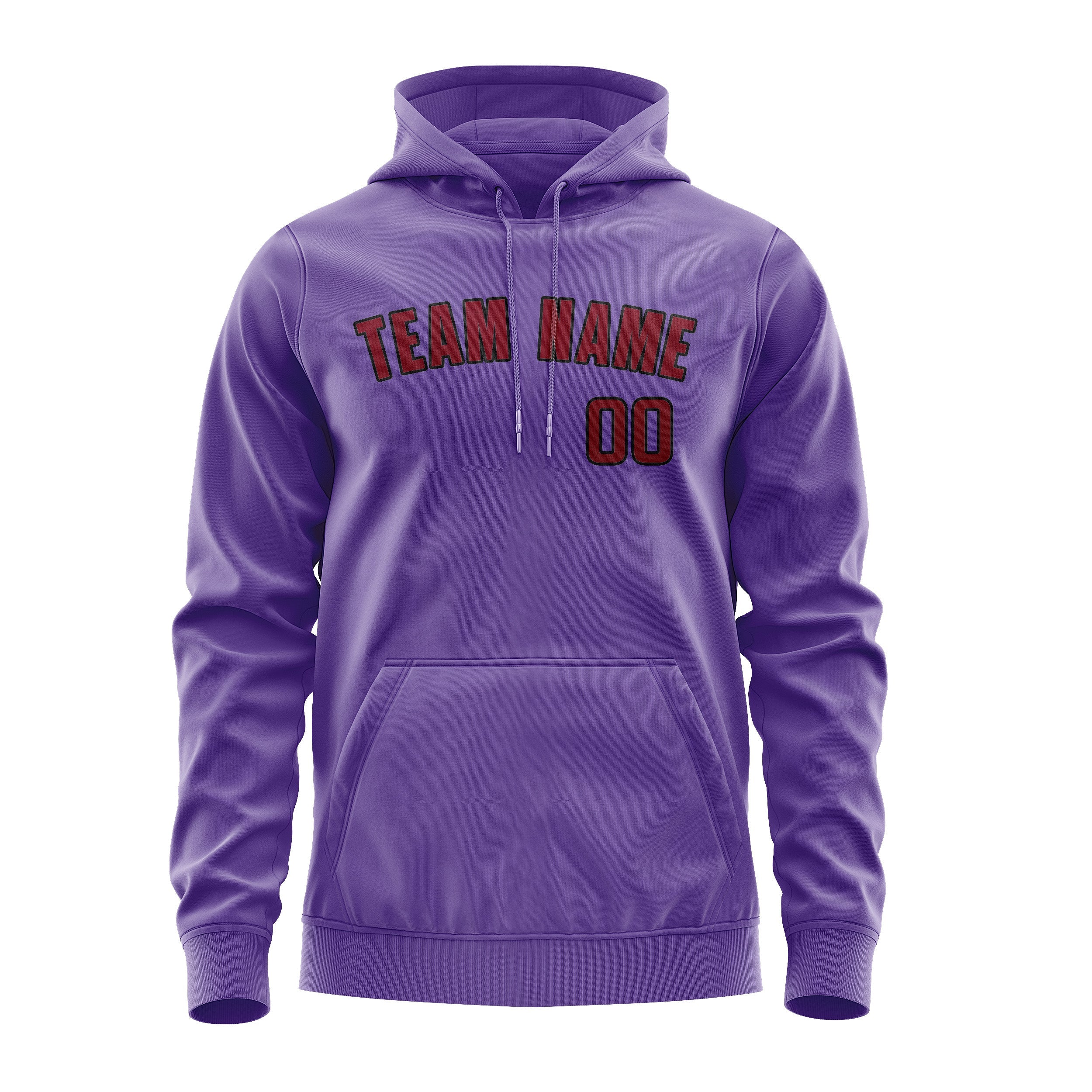 Custom Light Purple Crimson Red Hoodie