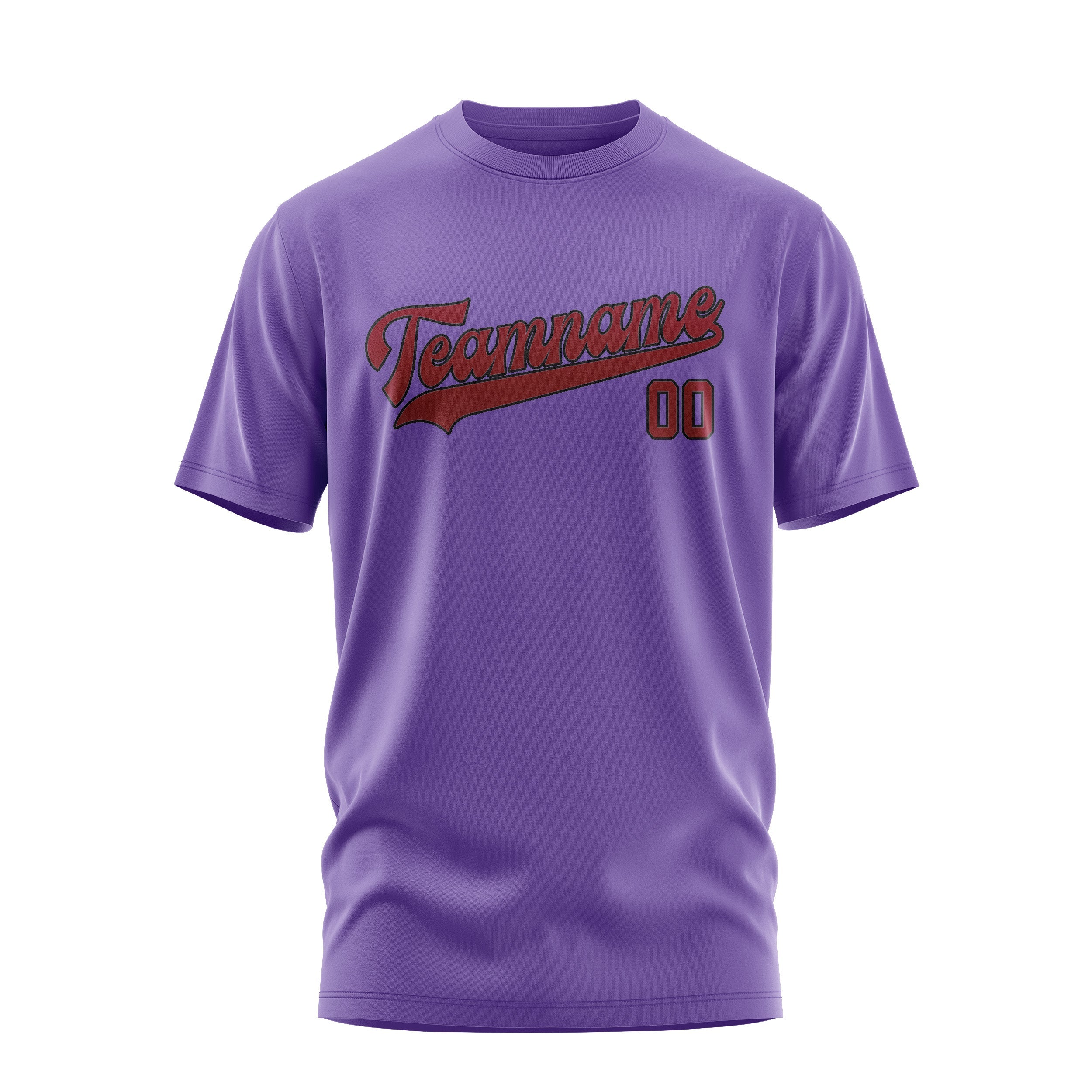 Custom Light Purple Crimson Red T-Shirt