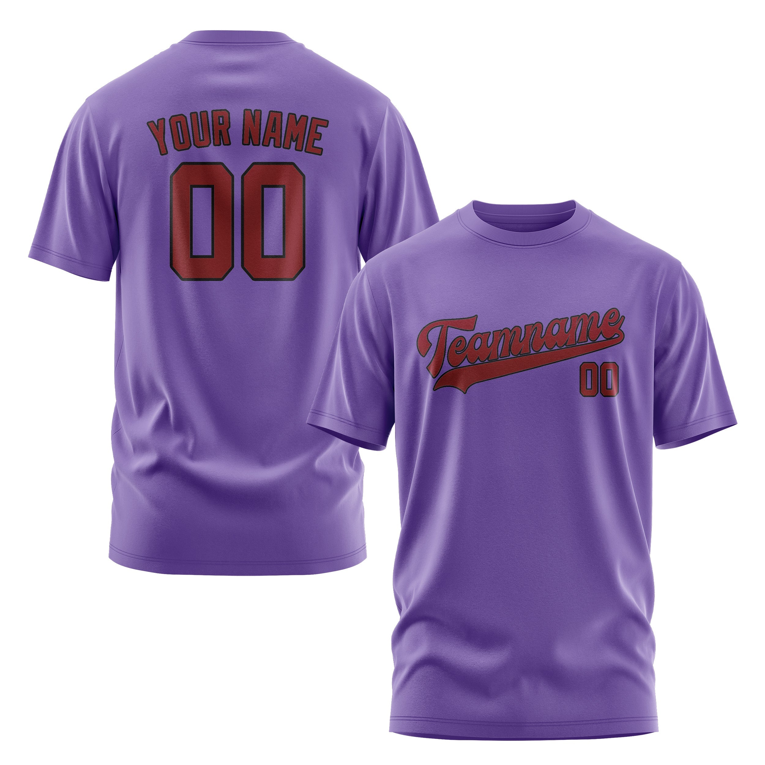 Custom Light Purple Crimson Red T-Shirt