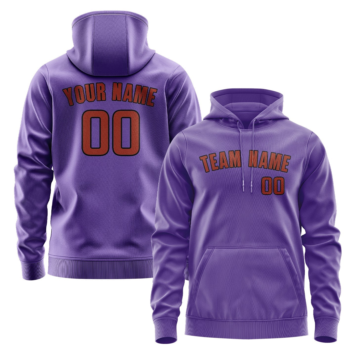 Custom Light Purple Coral Red Hoodie