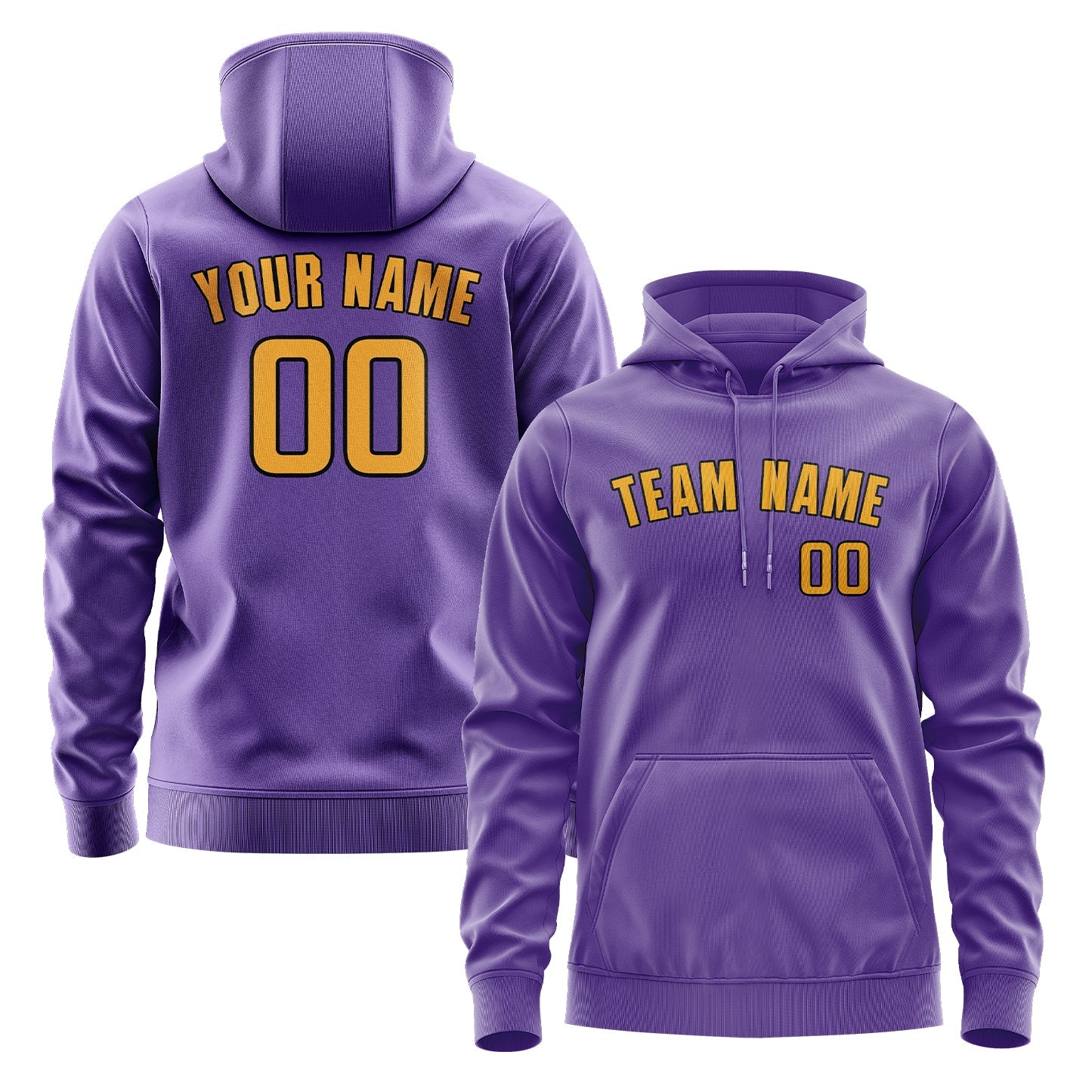 Custom Light Purple Yellow Hoodie