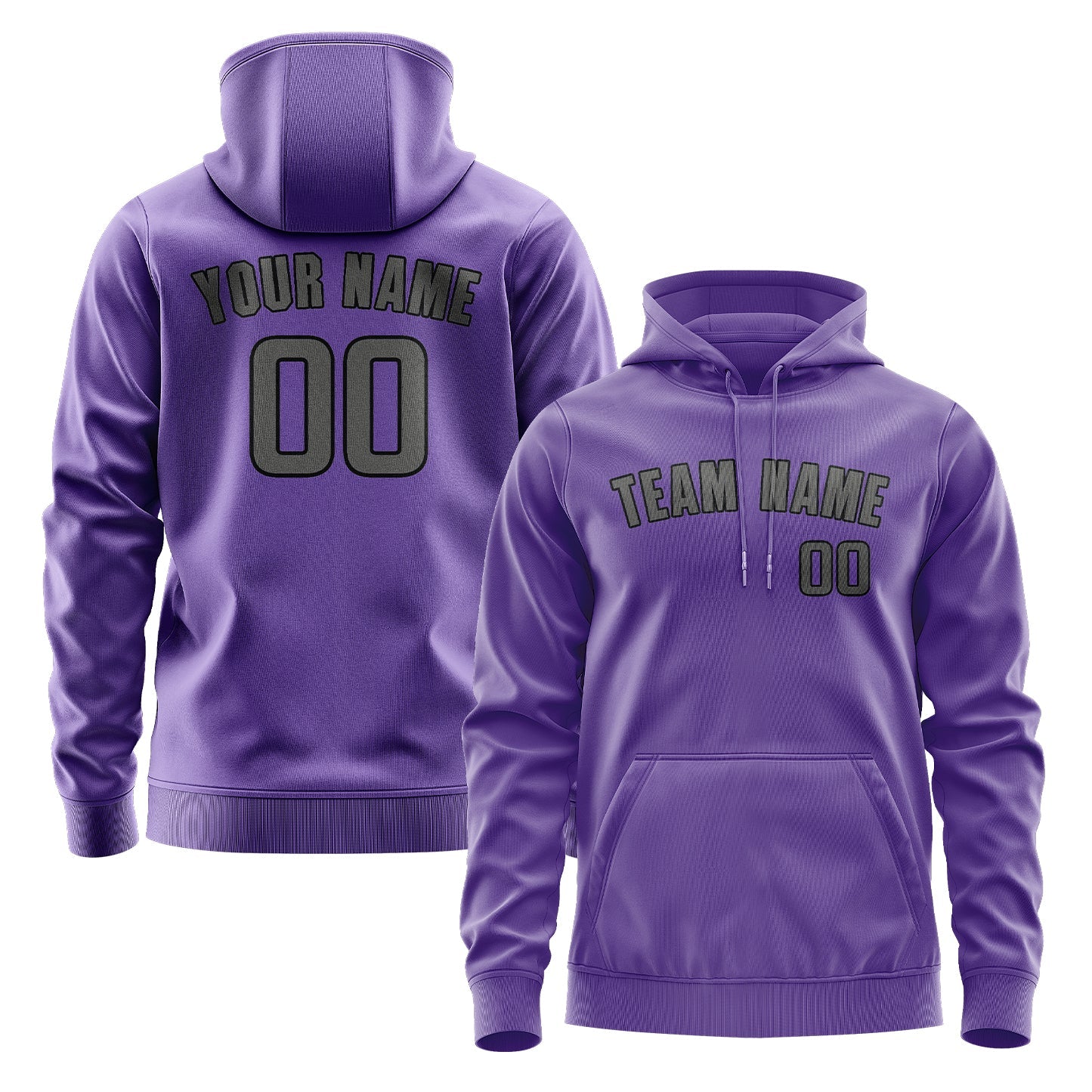 Custom Light Purple Dark Grey Hoodie