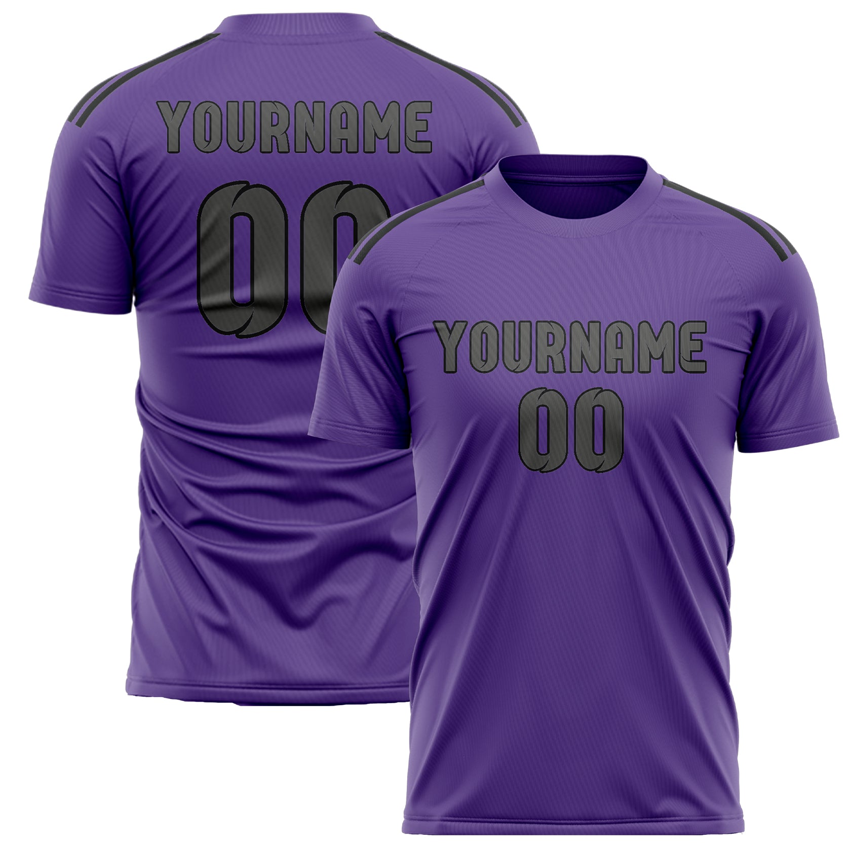 Custom Light Purple Dark Grey Soccer Jersey