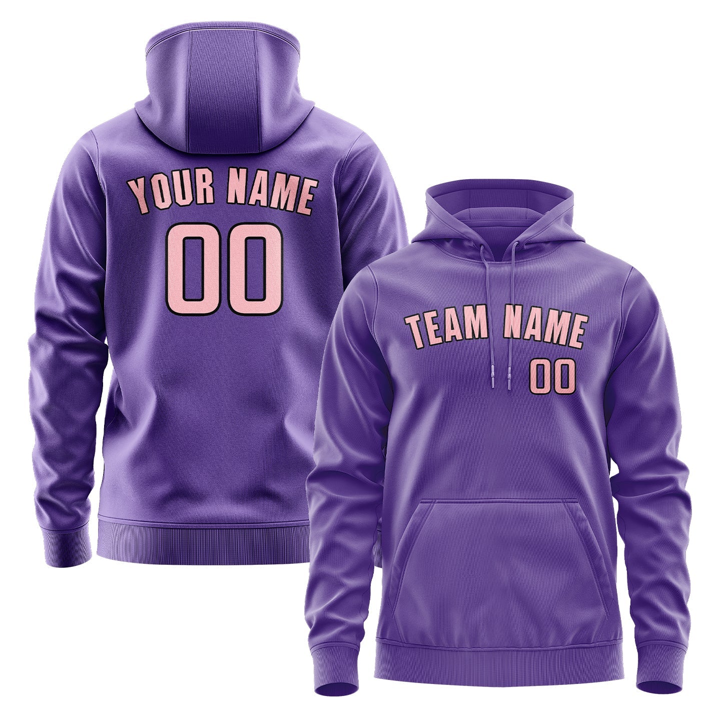 Custom Light Purple Light Pink Hoodie