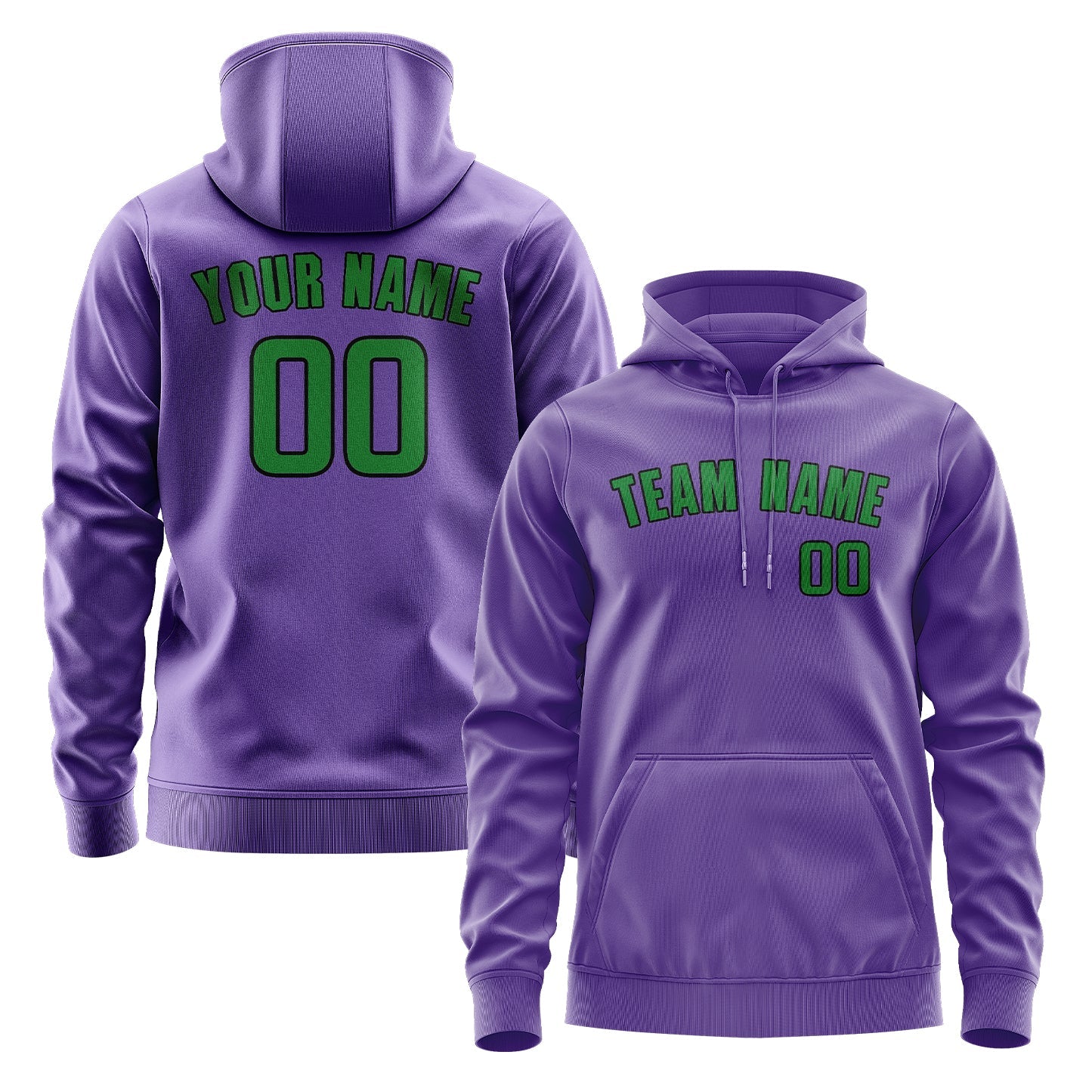 Custom Light Purple Emerald Green Hoodie