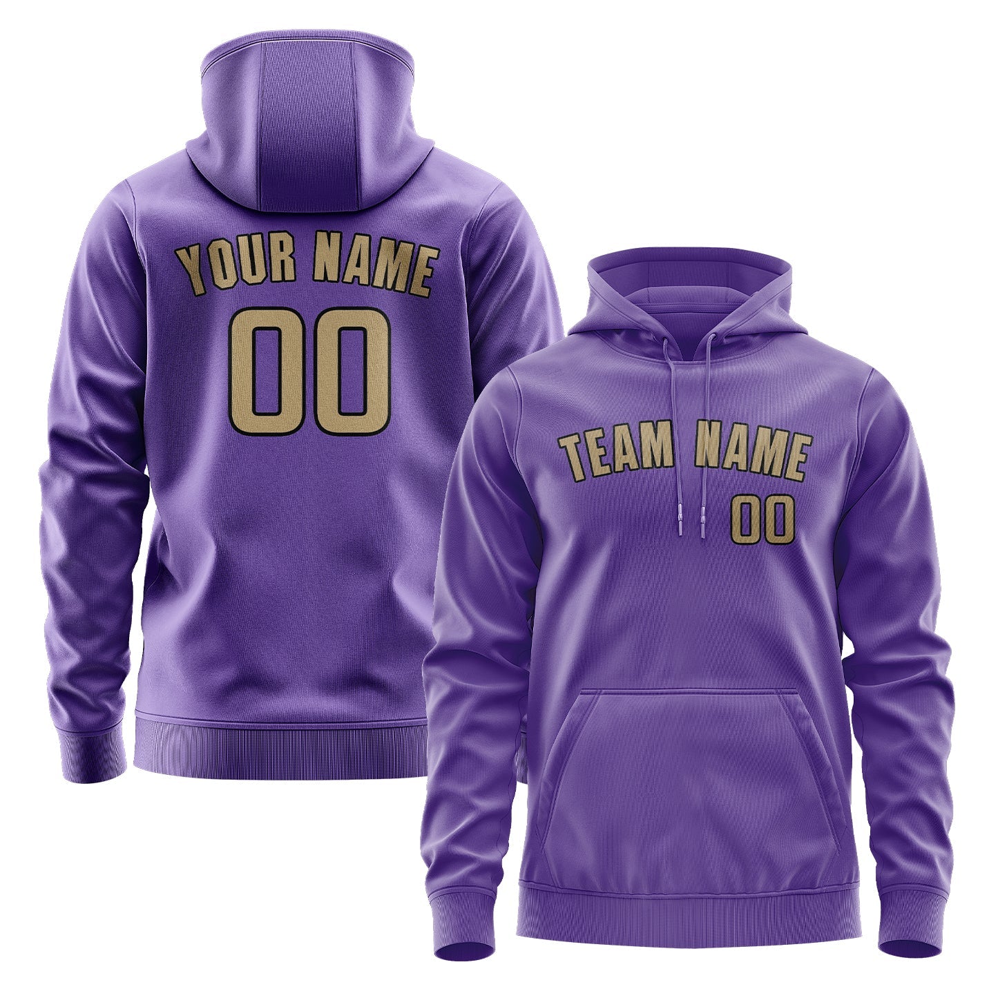 Custom Light Purple Light Khaki Hoodie