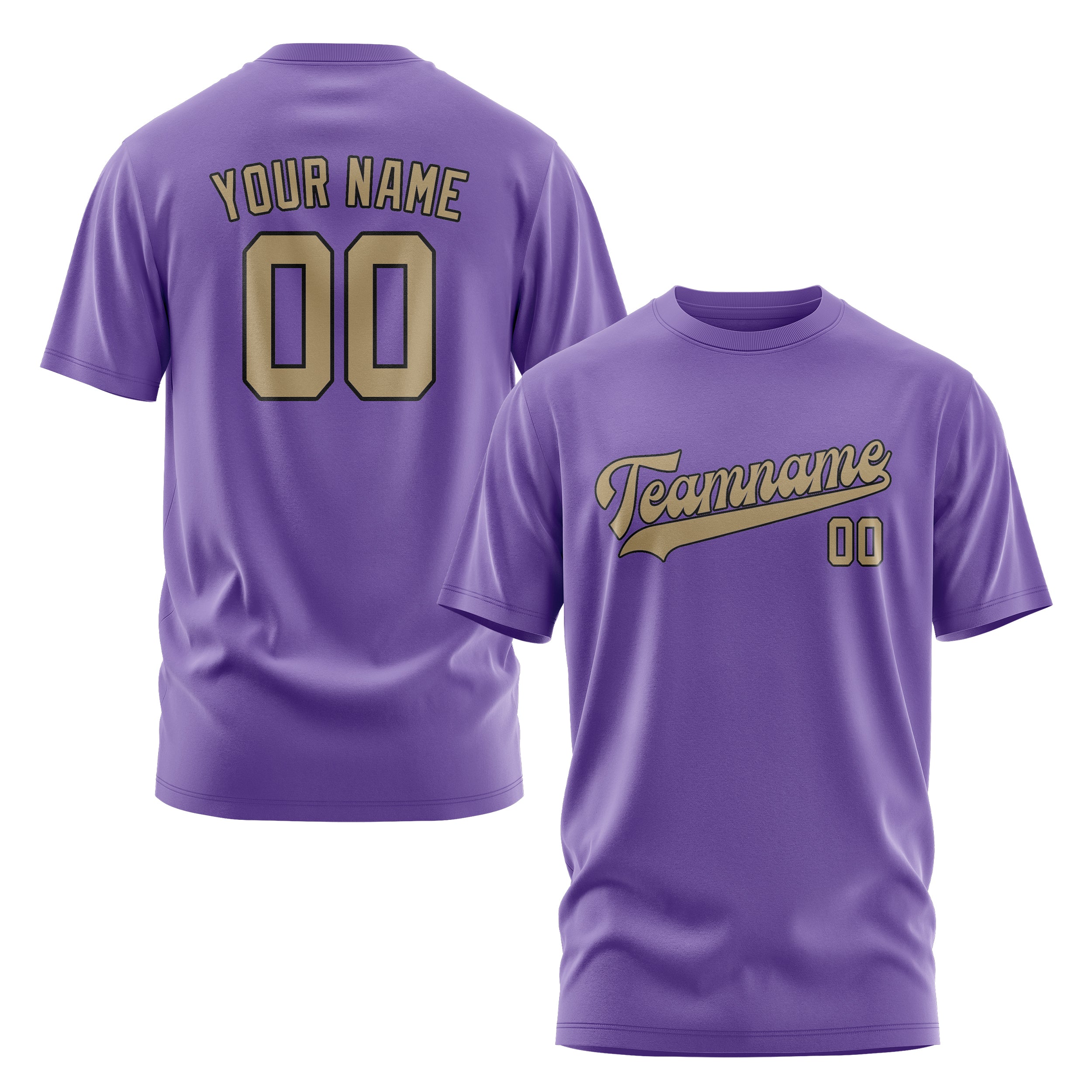 Custom Light Purple Light Khaki T-Shirt