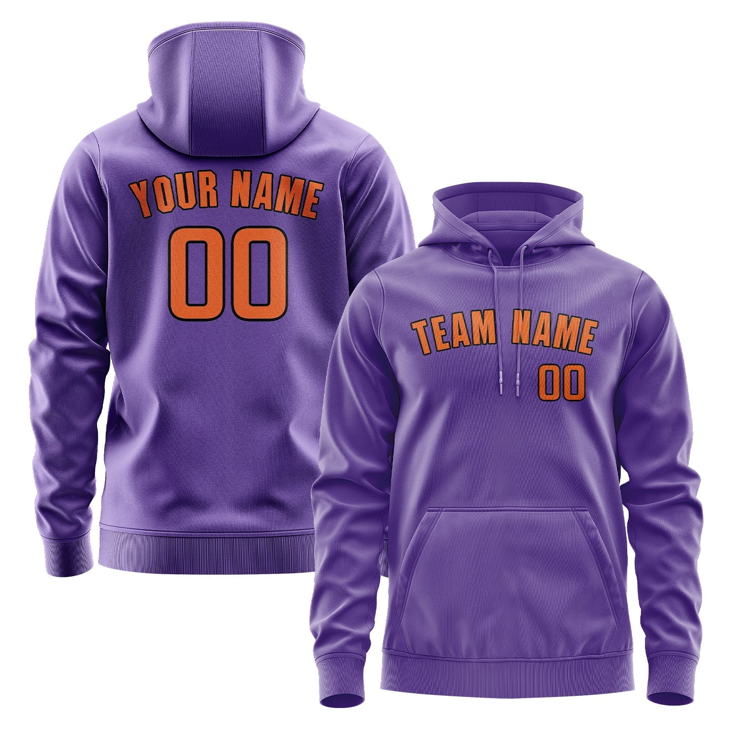 Custom Light Purple Orange Hoodie