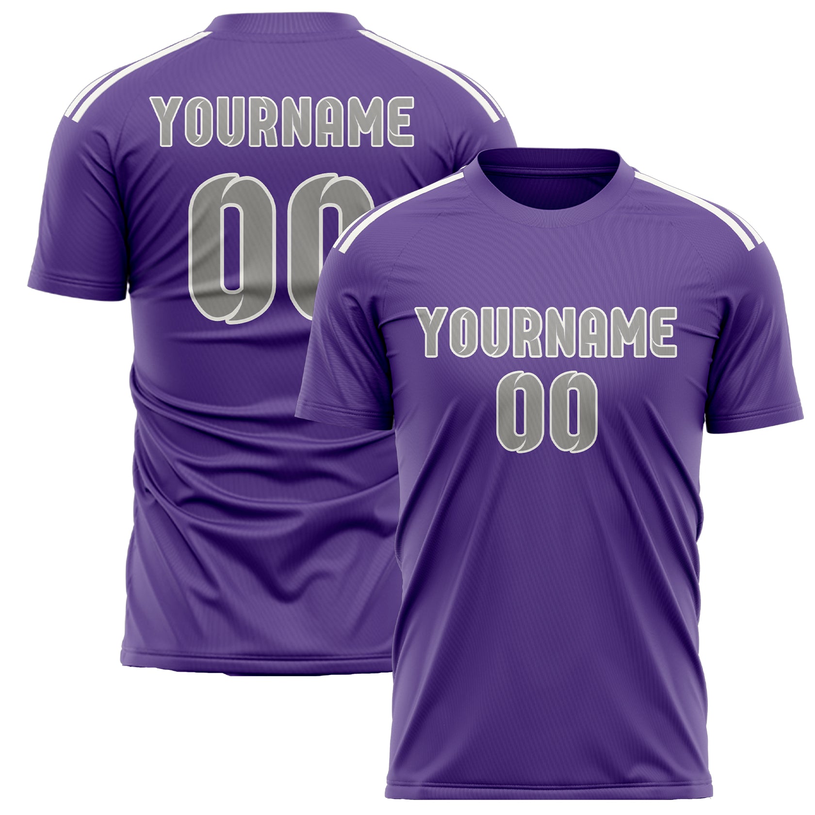Custom Light Purple Gray Soccer Jersey