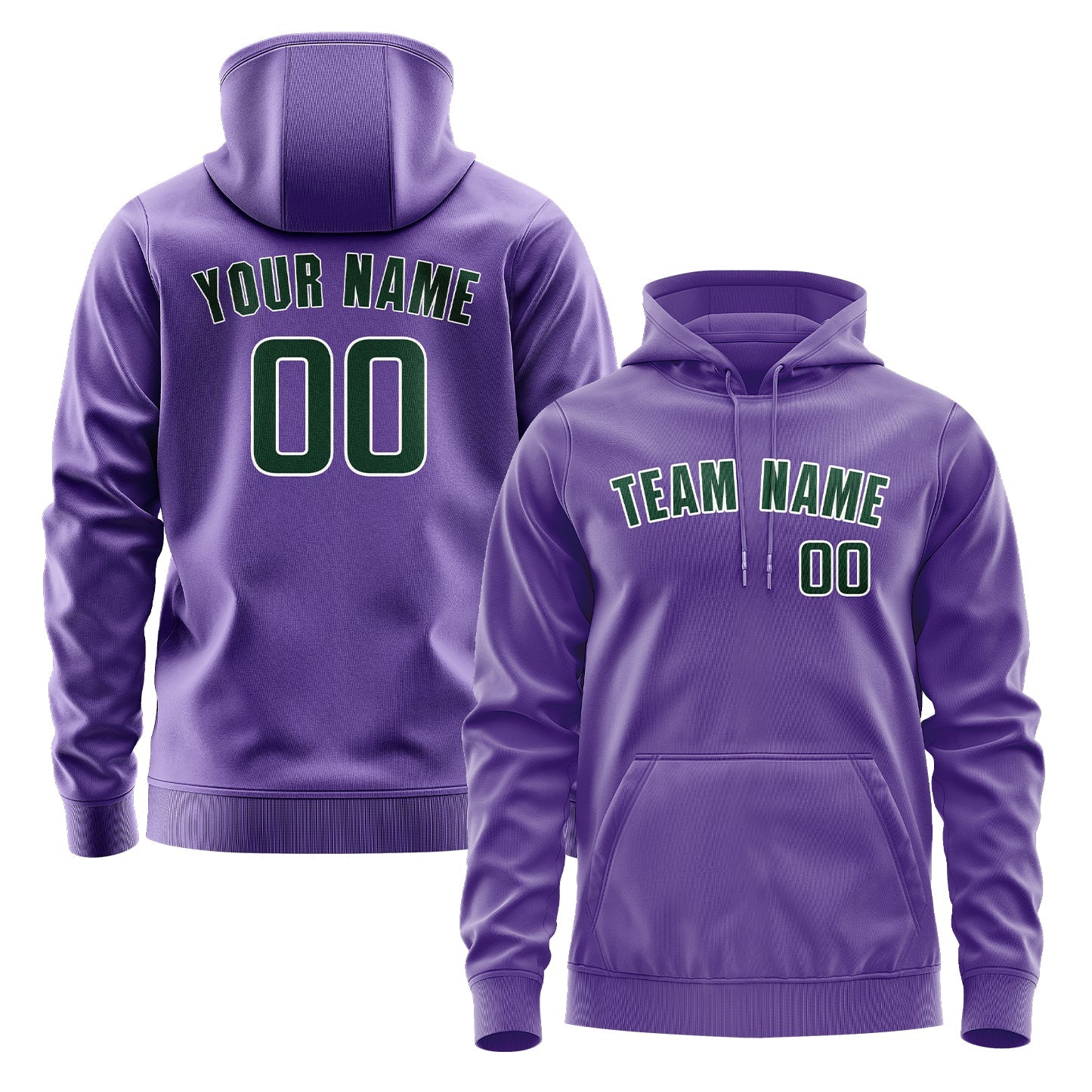 Custom Light Purple Green Hoodie