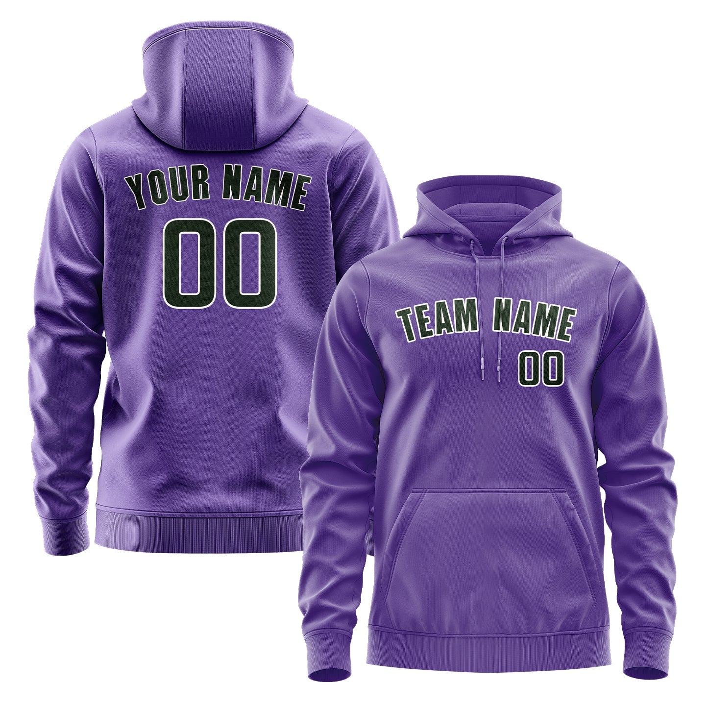 Custom Light Purple Dark Green Hoodie