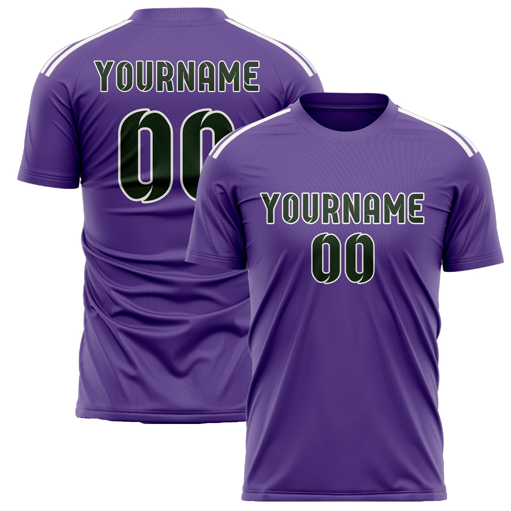 Custom Light Purple Dark Green Soccer Jersey