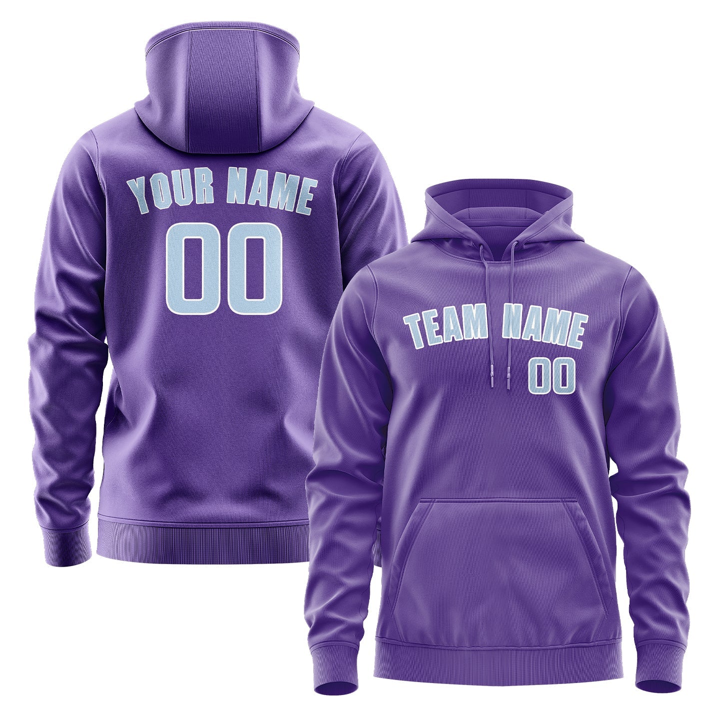 Custom Light Purple Light Blue Hoodie