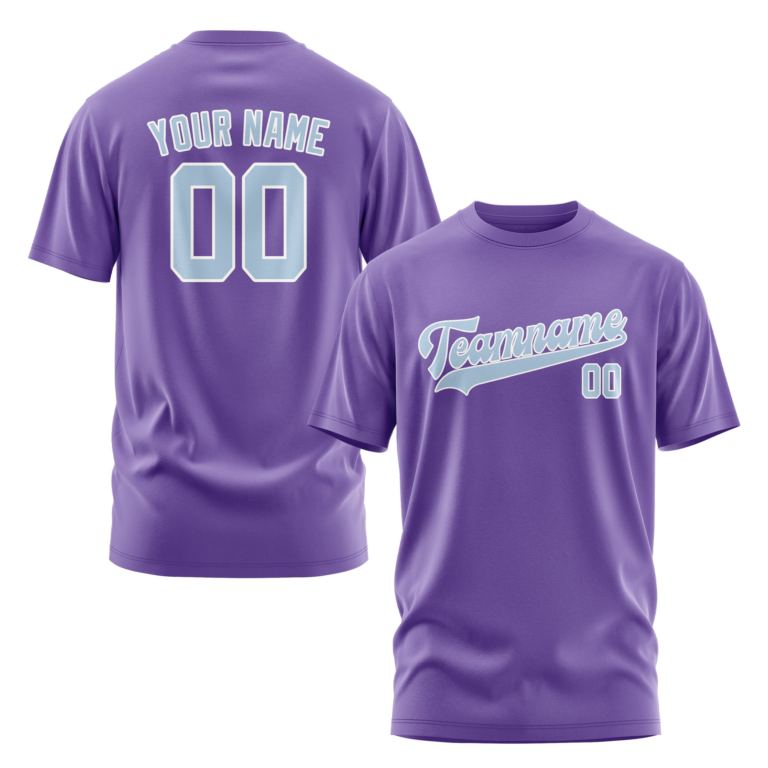Custom Light Purple Light Blue T-Shirt