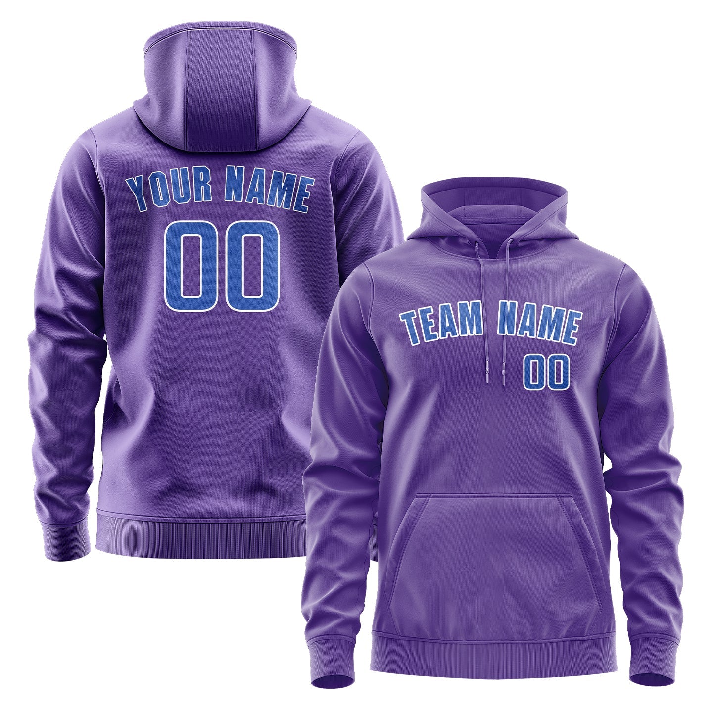 Custom Light Purple Sky Blue Hoodie