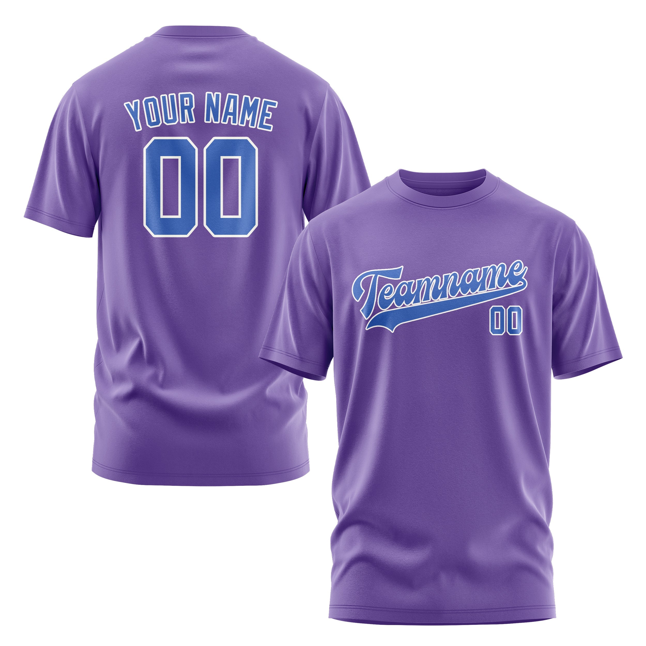 Custom Light Purple Sky Blue T-Shirt
