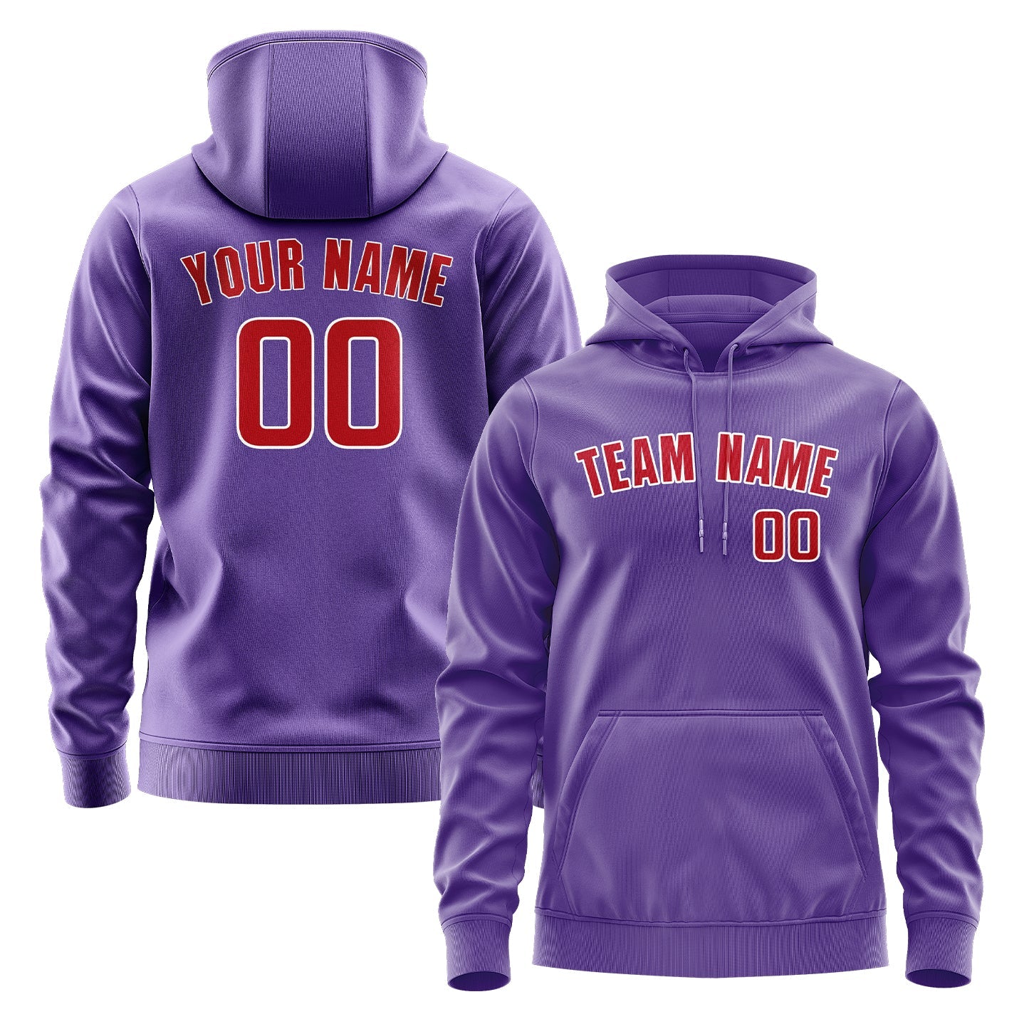 Custom Light Purple Red Hoodie