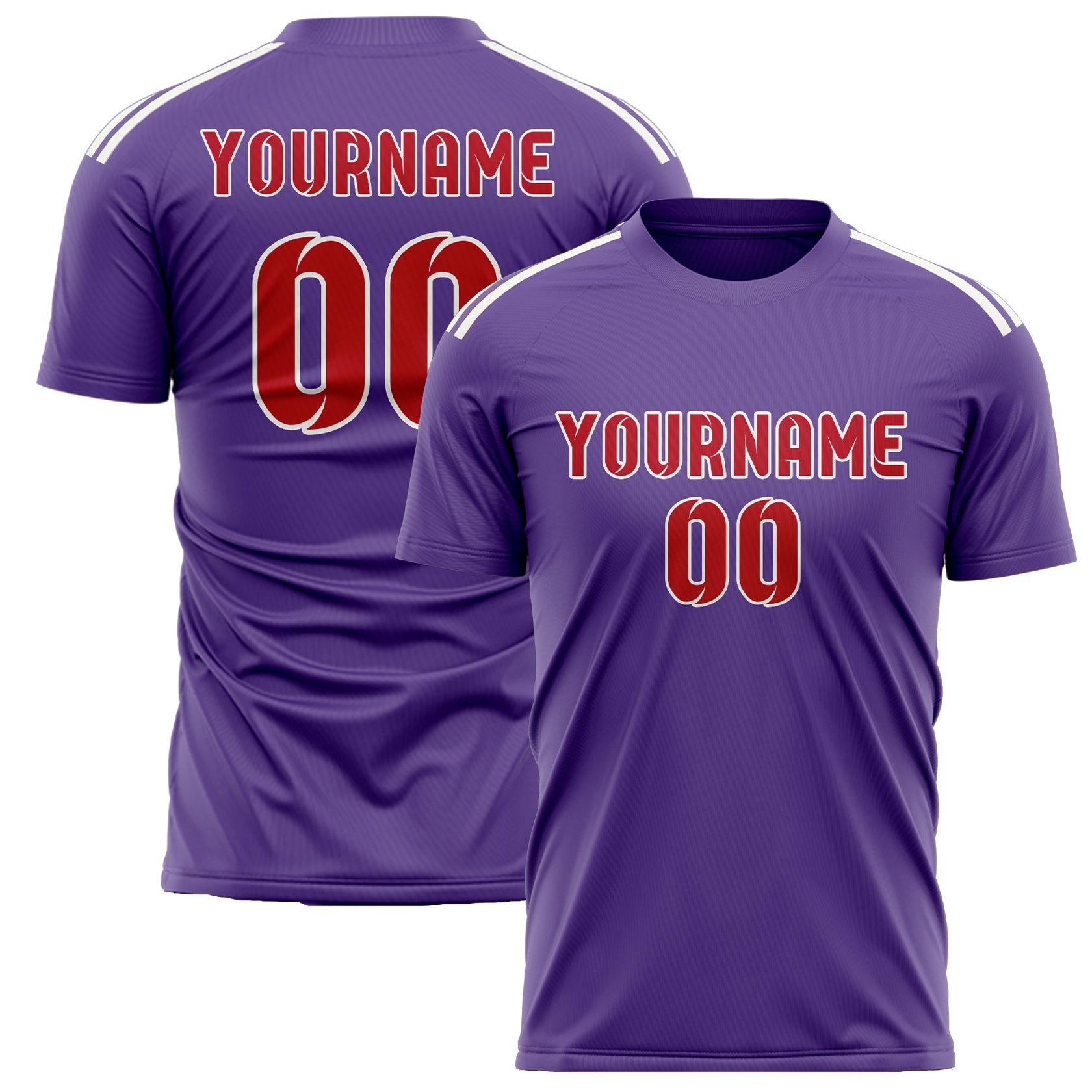 Custom Light Purple Red Soccer Jersey
