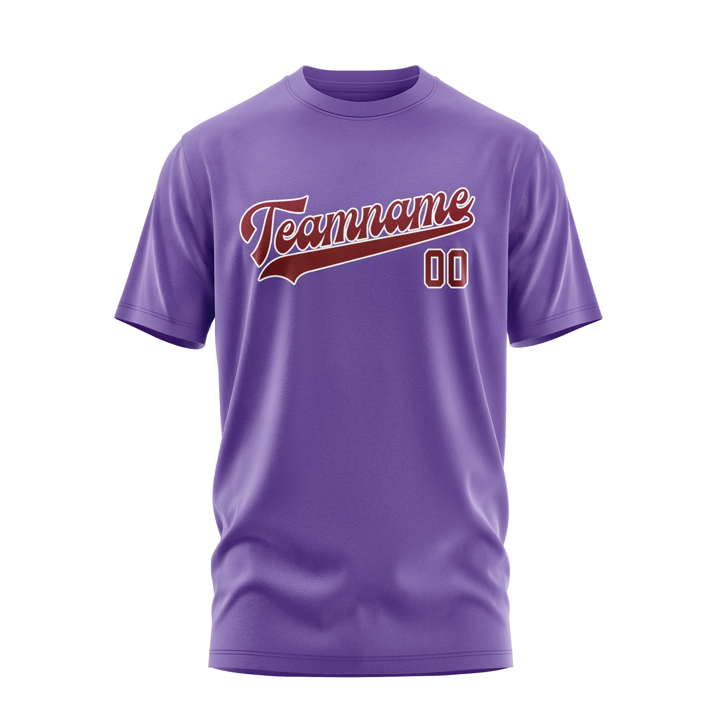 Custom Light Purple Crimson Red T-Shirt