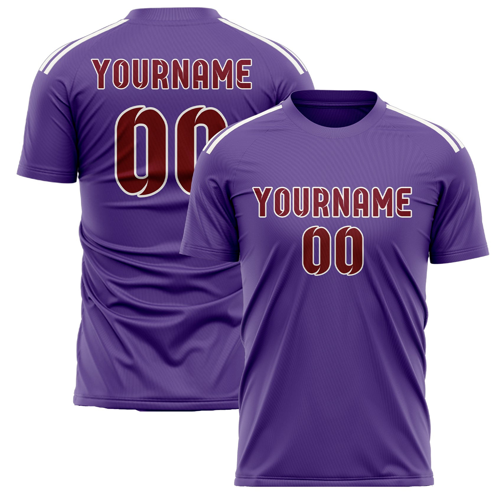 Custom Light Purple Crimson Red Soccer Jersey