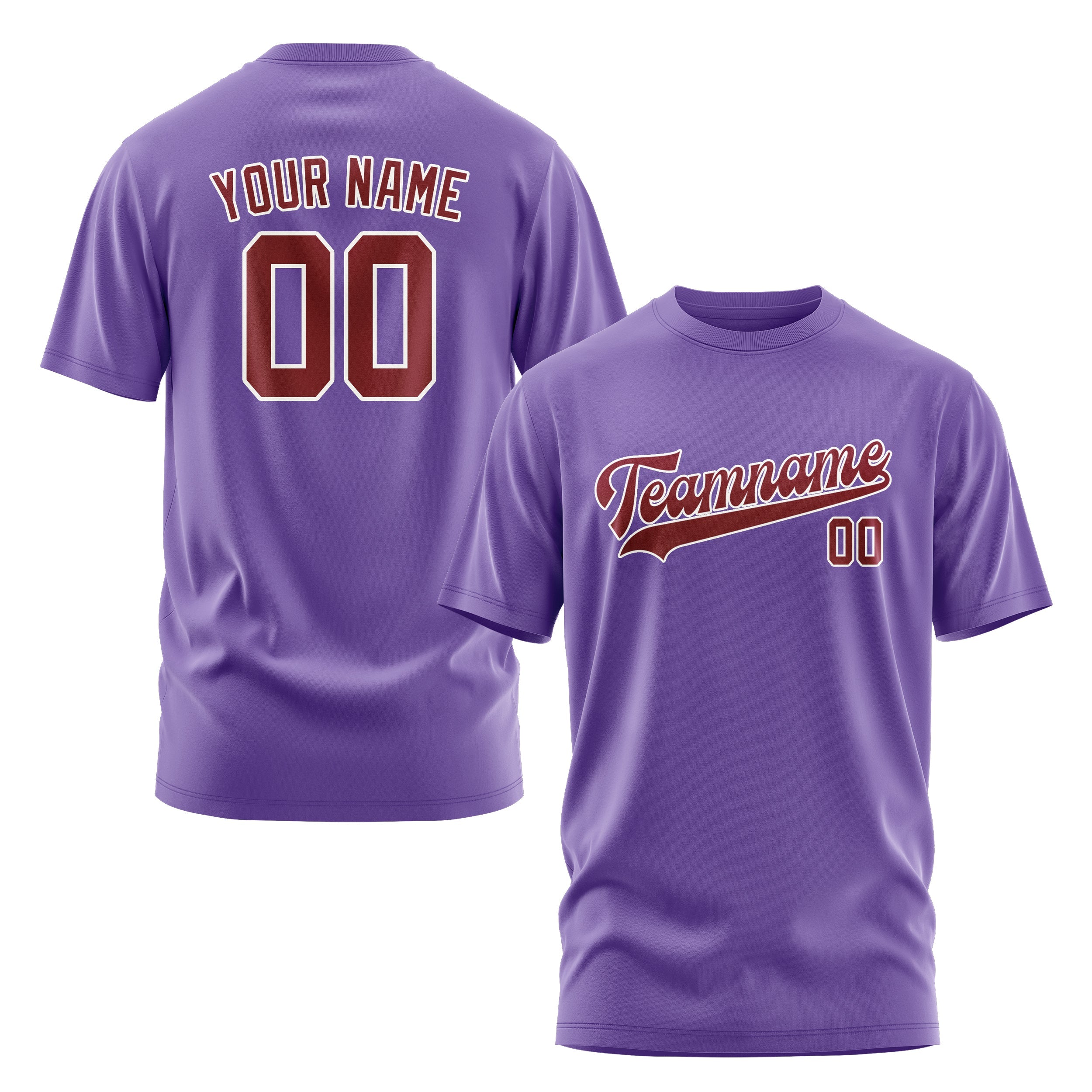 Custom Light Purple Crimson Red T-Shirt