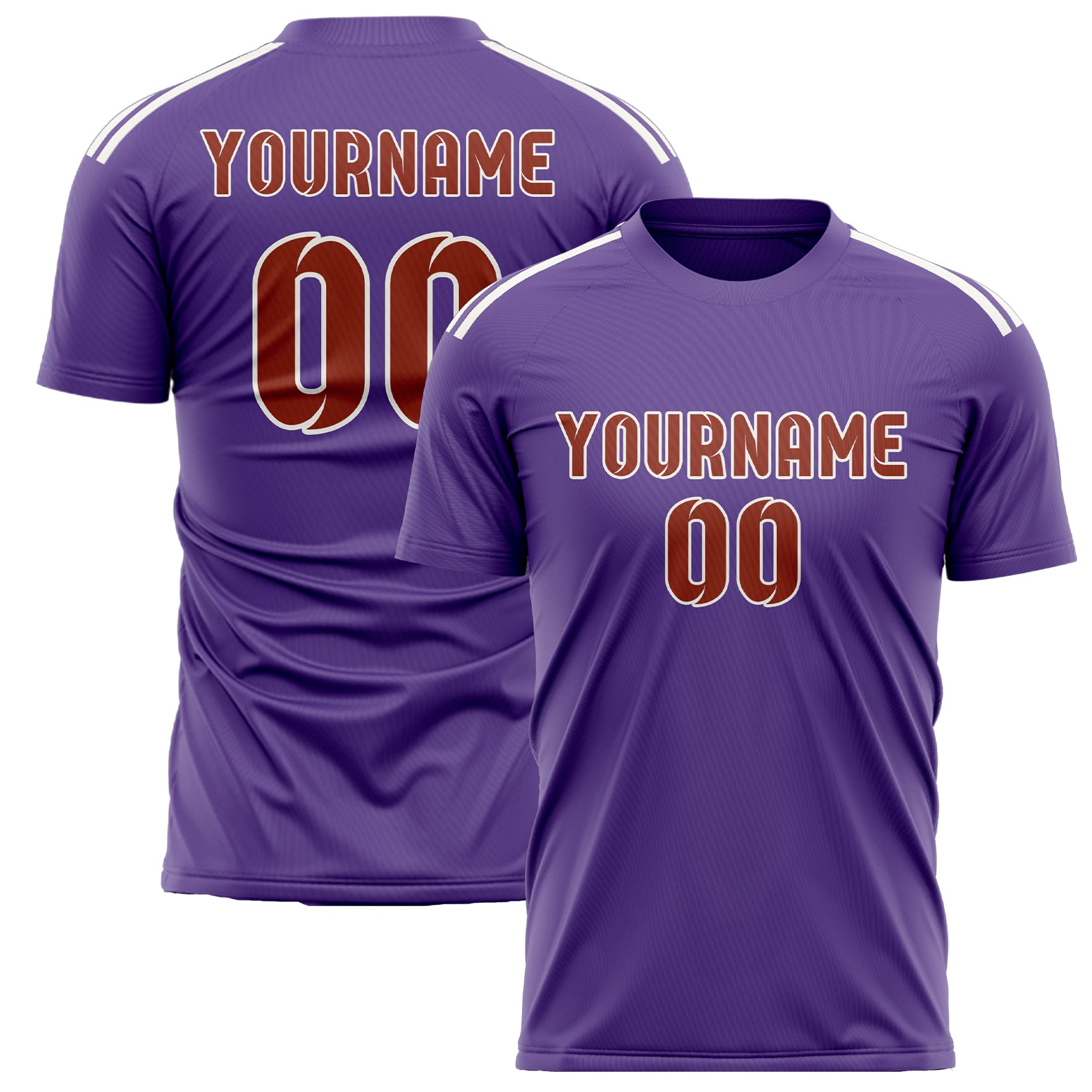 Custom Light Purple Coral Red Soccer Jersey